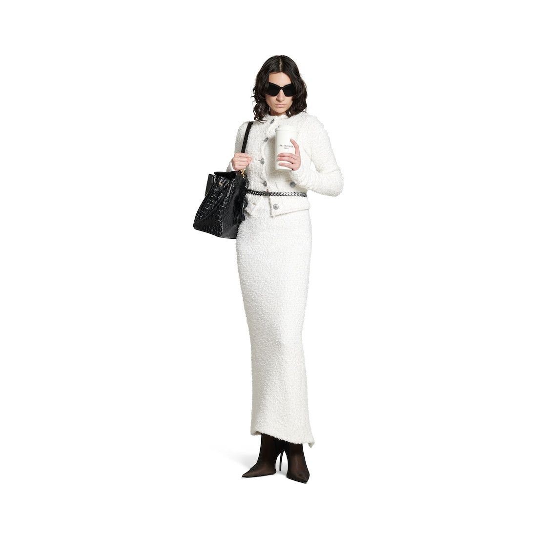 Balenciaga o1s1wg110126 Cropped Cardigan in White Size XS / US 0-2 / IT 36-38 - 2 Thumbnail