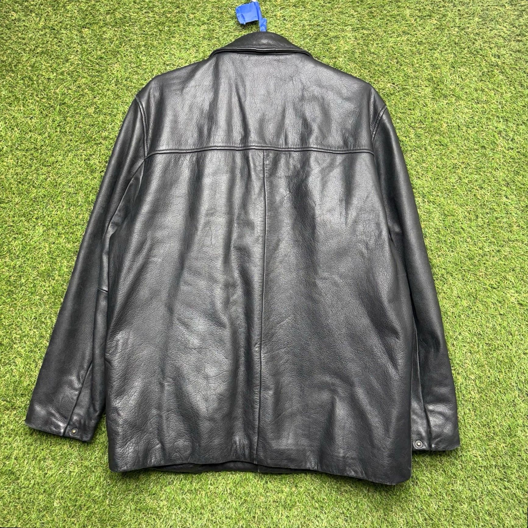 Brooks Brothers Brooks Brothers Leather Jacket Mens M Black Button Front Lined Wool Grunge Solid 346 Overcoat Jacket Size US M / EU 48-50 / 2 - 2 Thumbnail