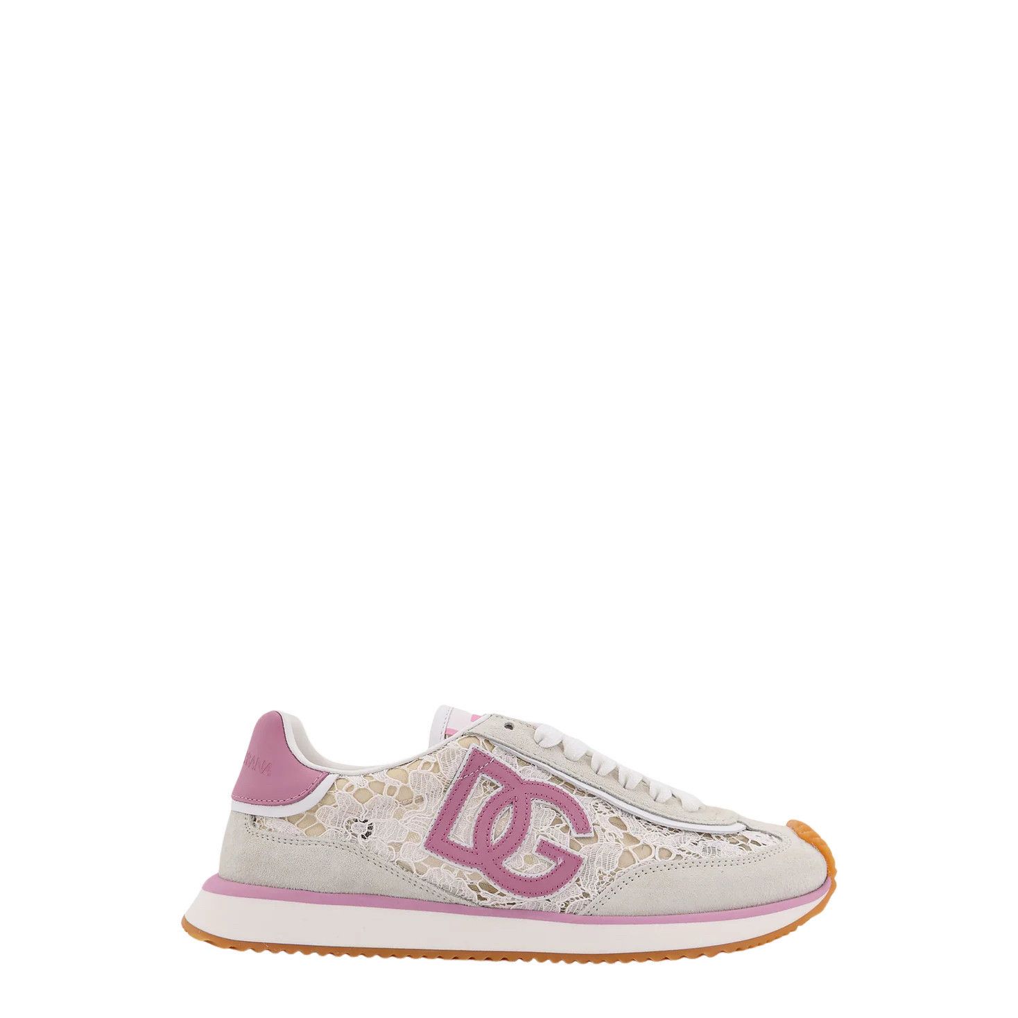 DOLCE&GABBANA DG Cushion White/Pink Mixed-Material Sneakers