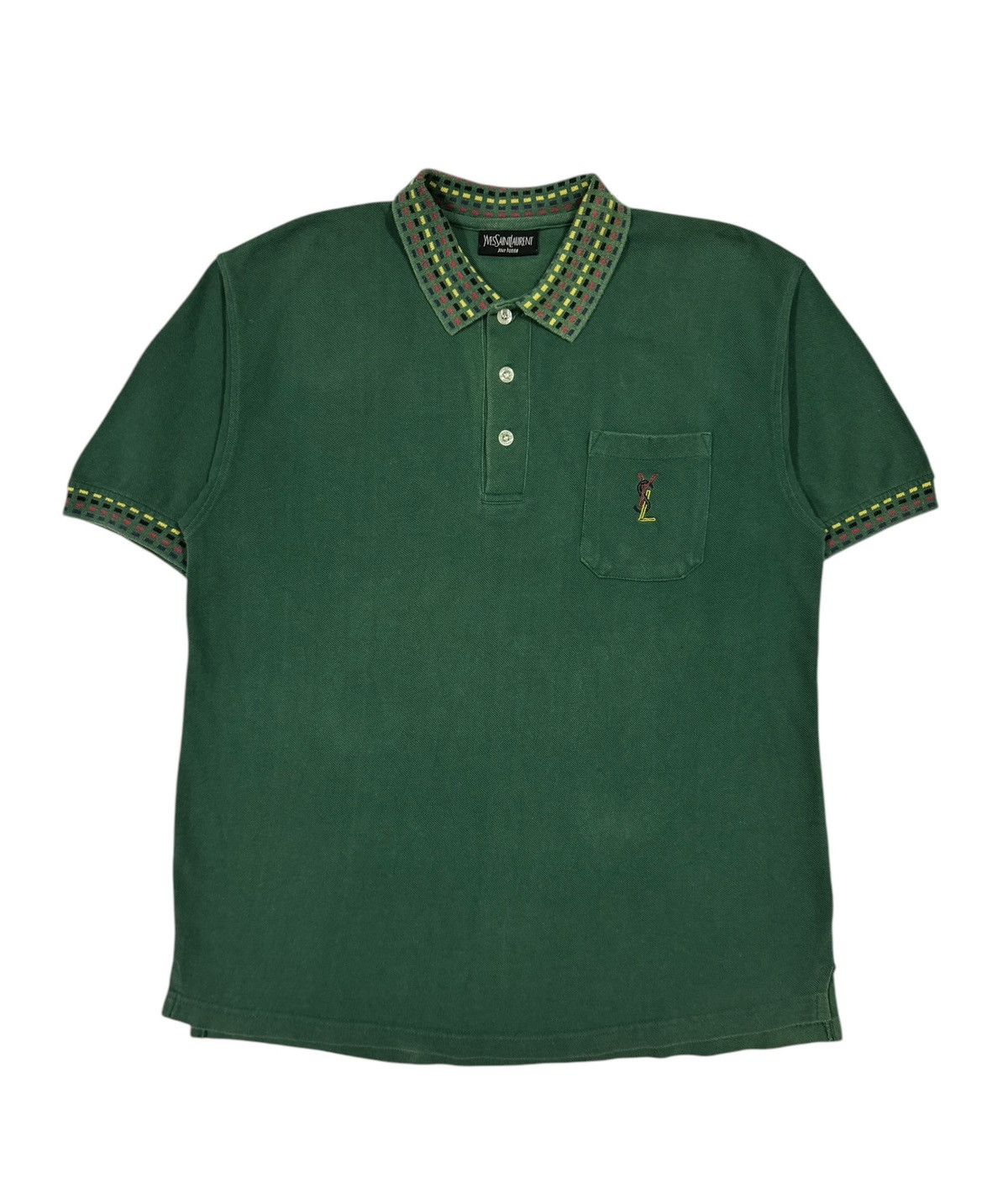 Vintage Vtg🔥90’s YvesSaintLaurent Ysl Embroidery Pocket Polo Tee Size US L / EU 52-54 / 3 - 1 Thumbnail