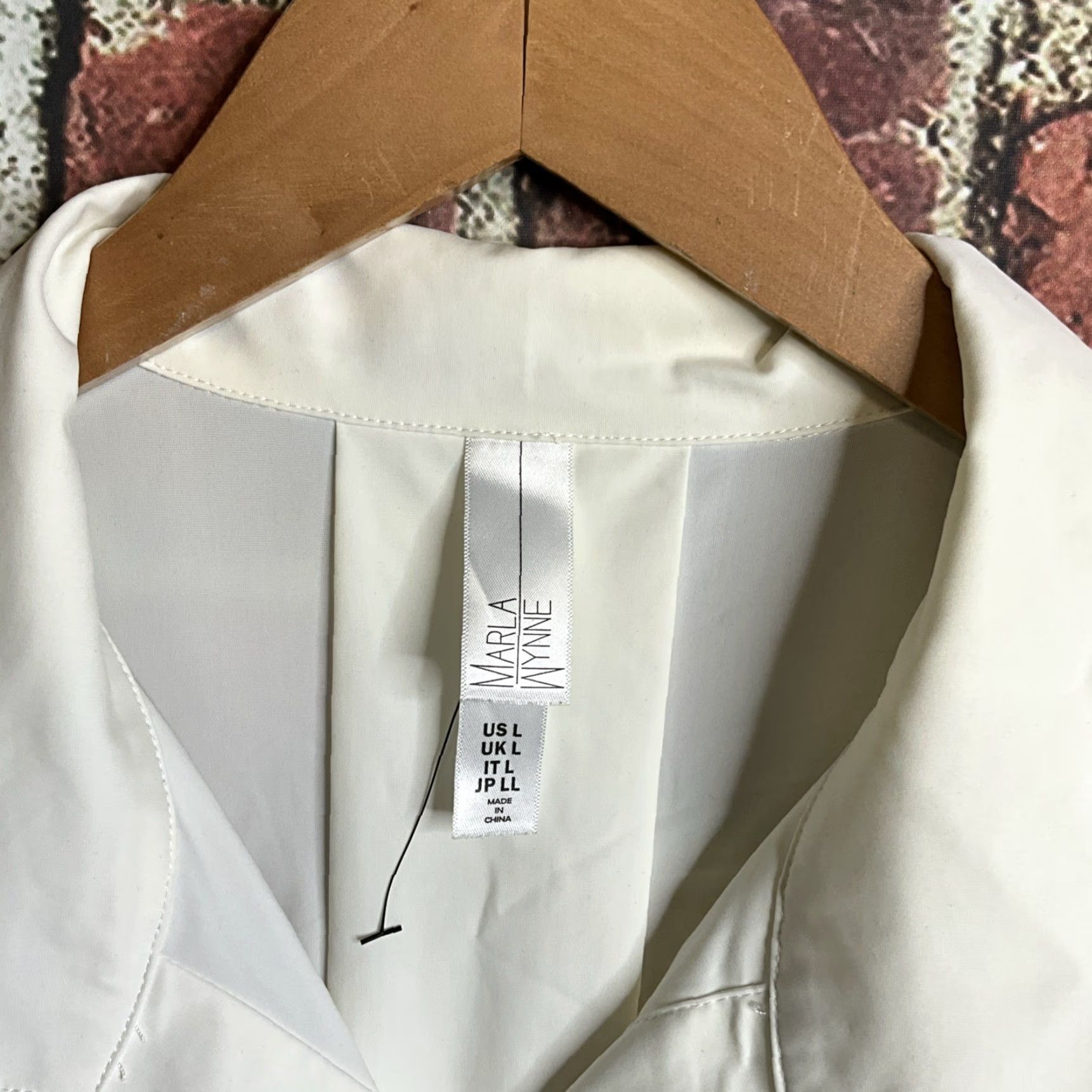 Vintage Marla Wynne Shirt Womens L White Stretch Long Sleeve Collared Button Up Shirt Size L / US 10 / IT 46 - 3 Thumbnail
