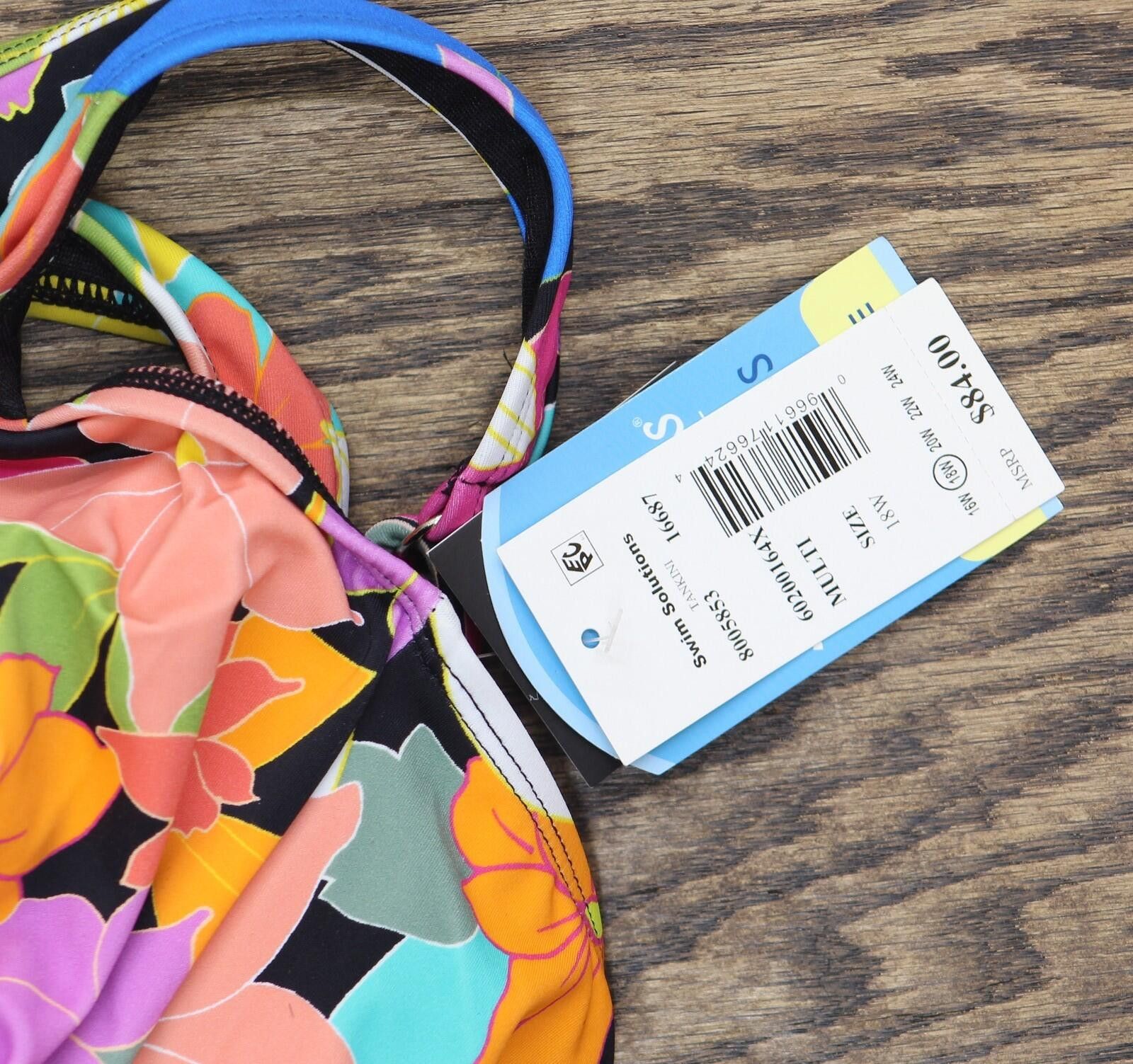Other Nwt Swim Solutions Swim Top Floral Frenzy Multicolor 18w Size ONE SIZE - 4 Thumbnail