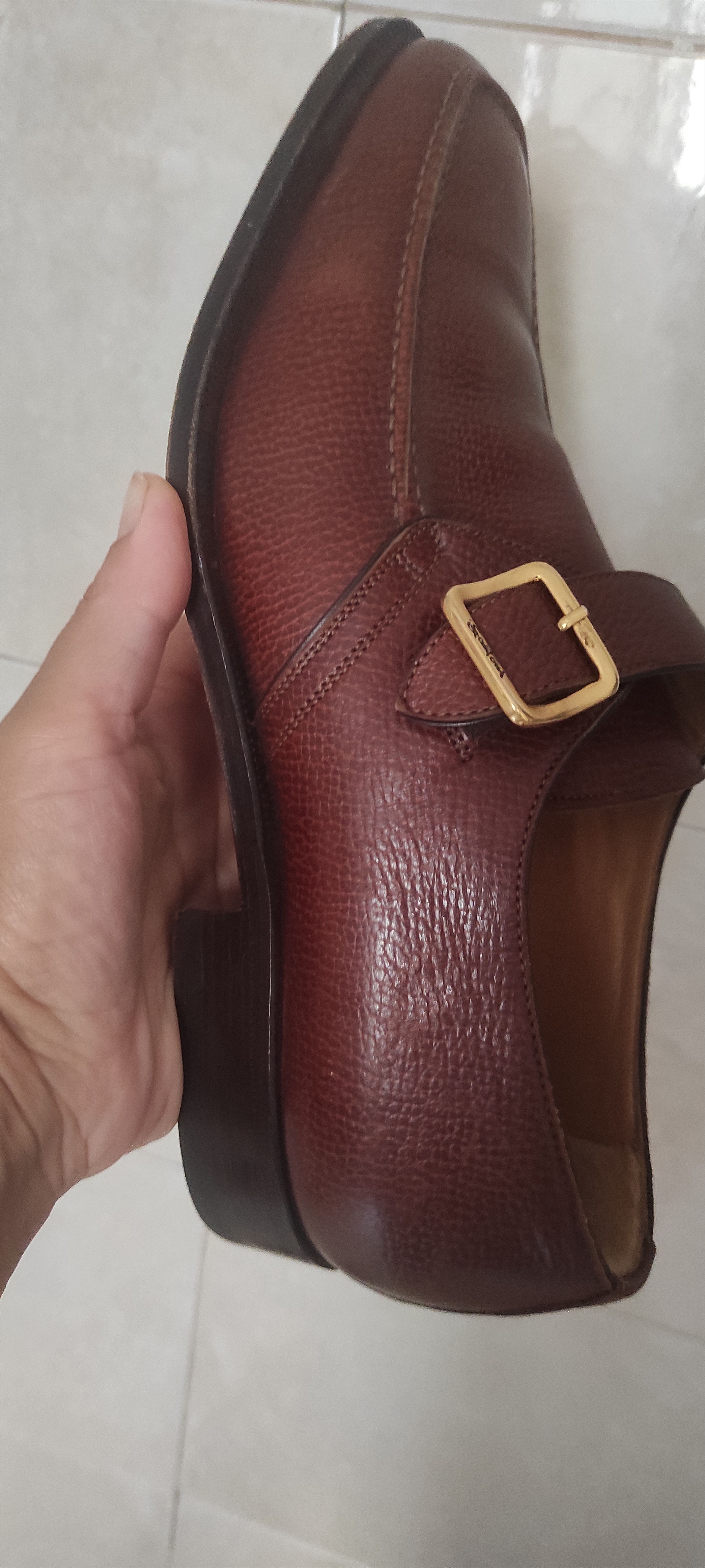 Santoni Santoni Strap Brown Leather Slip On Dress Shoes Size US 8.5 / EU 41-42 - 6 Thumbnail