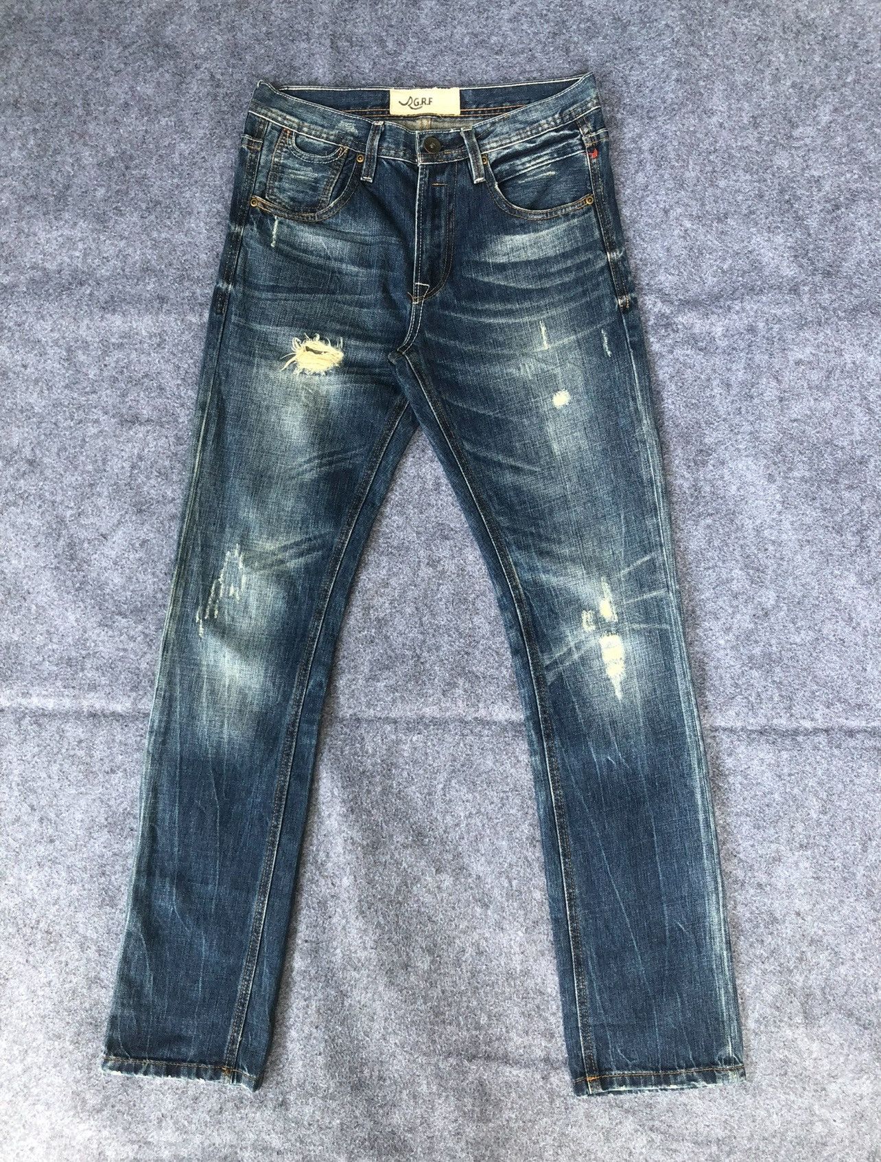 Japanese Brand Last Drop🔥🔥GRF Graphic Research Foundation Distressed Denim Size US 31 - 2 Thumbnail