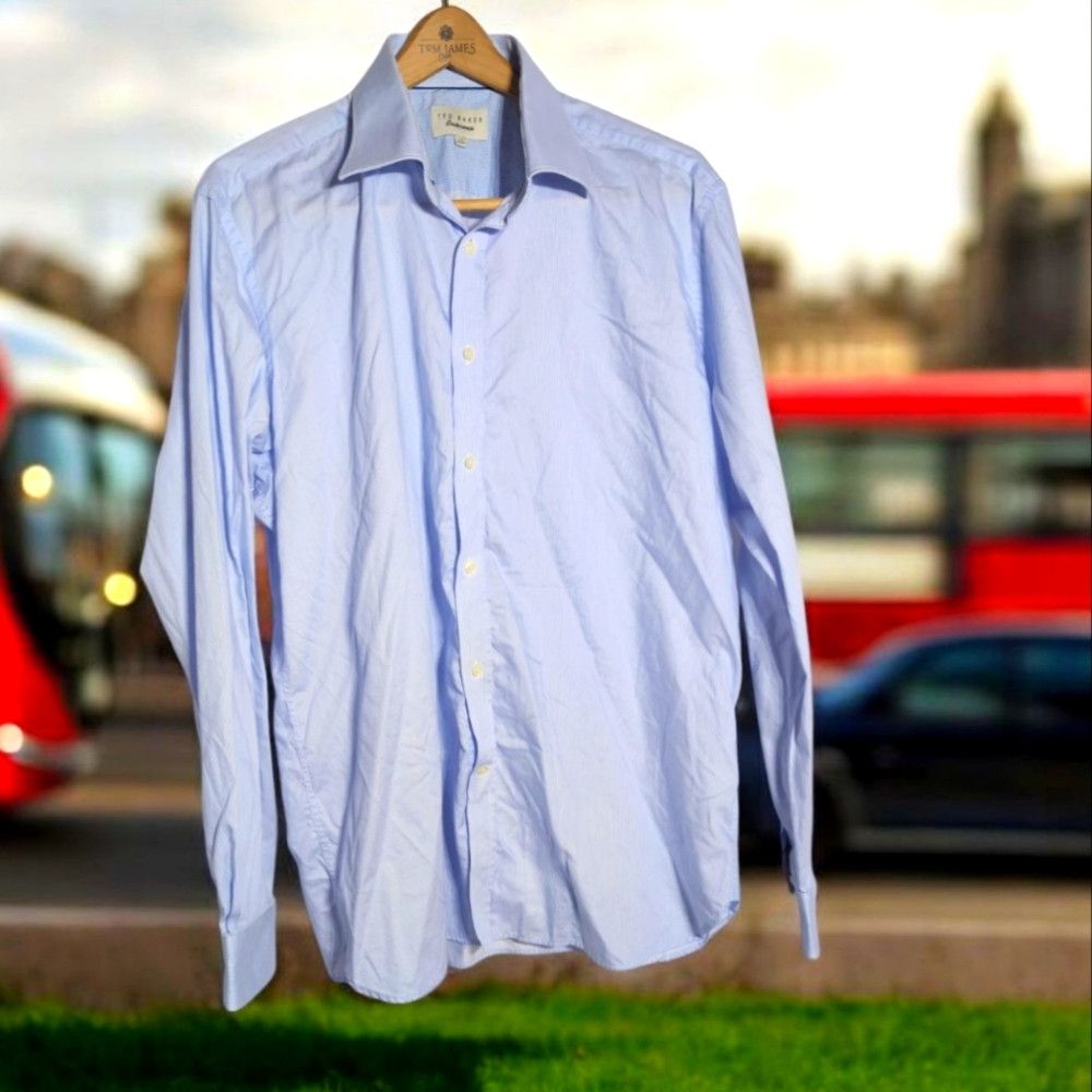 Ted Baker Men's Ted Baker Endurance Light Blue Dress Shirt Sz 17.5 Sl Size US XL / EU 56 / 4 - 1 Thumbnail