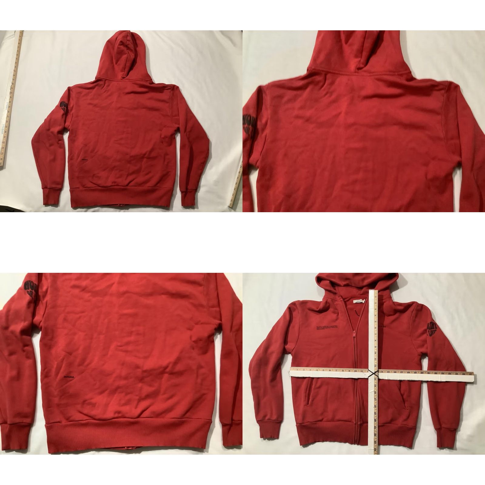Pangaia PANGAIA Hoodie Mens XL Red WORTHY OF LOVE Graphic Full Zip Fleece Casual Size US XL / EU 56 / 4 - 8 Thumbnail