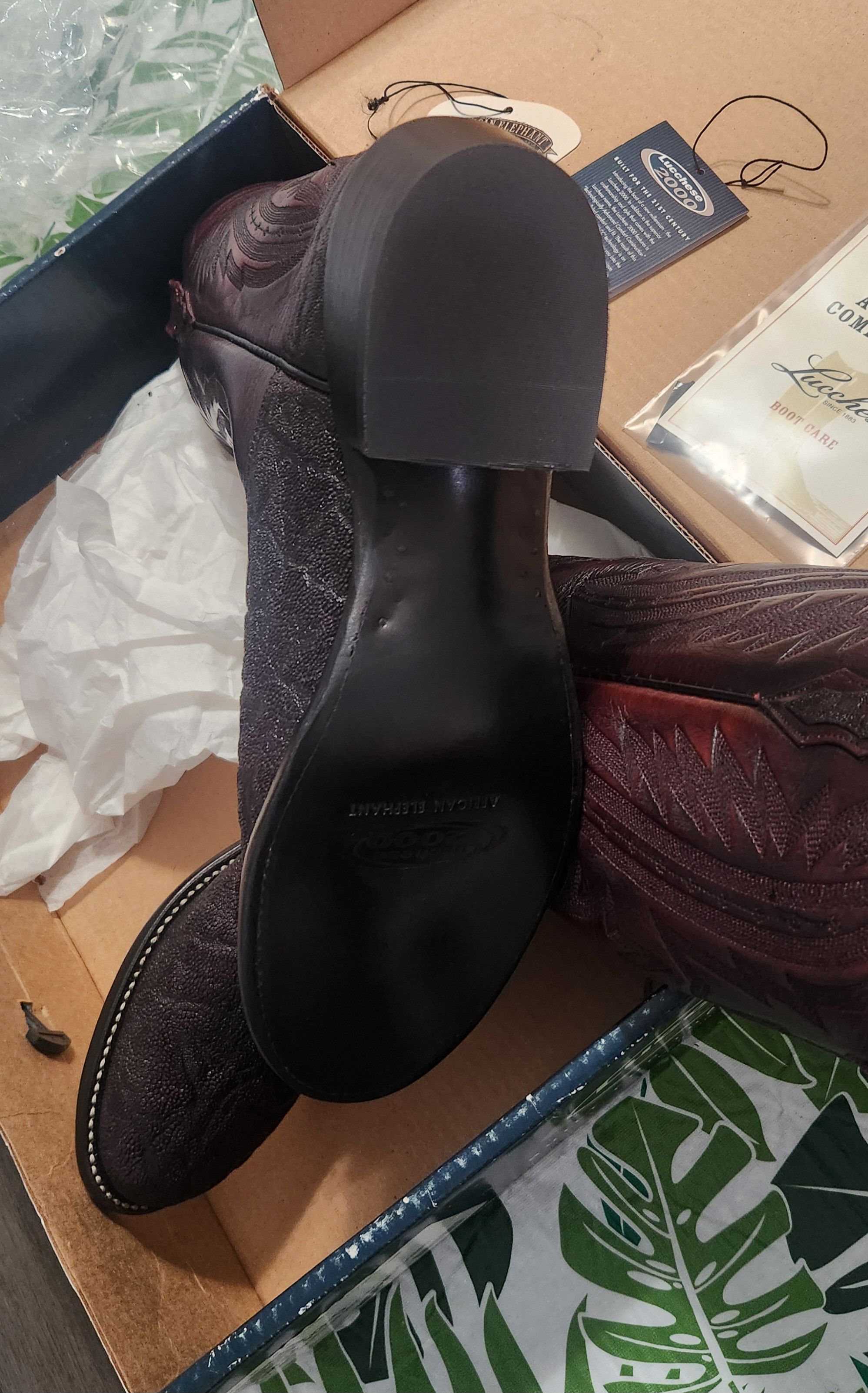 Lucchese × Vintage Lucchese 2000 african Exotic Black cherry boots 10.5 D T3039 Size US 10.5 / EU 43-44 - 9 Thumbnail