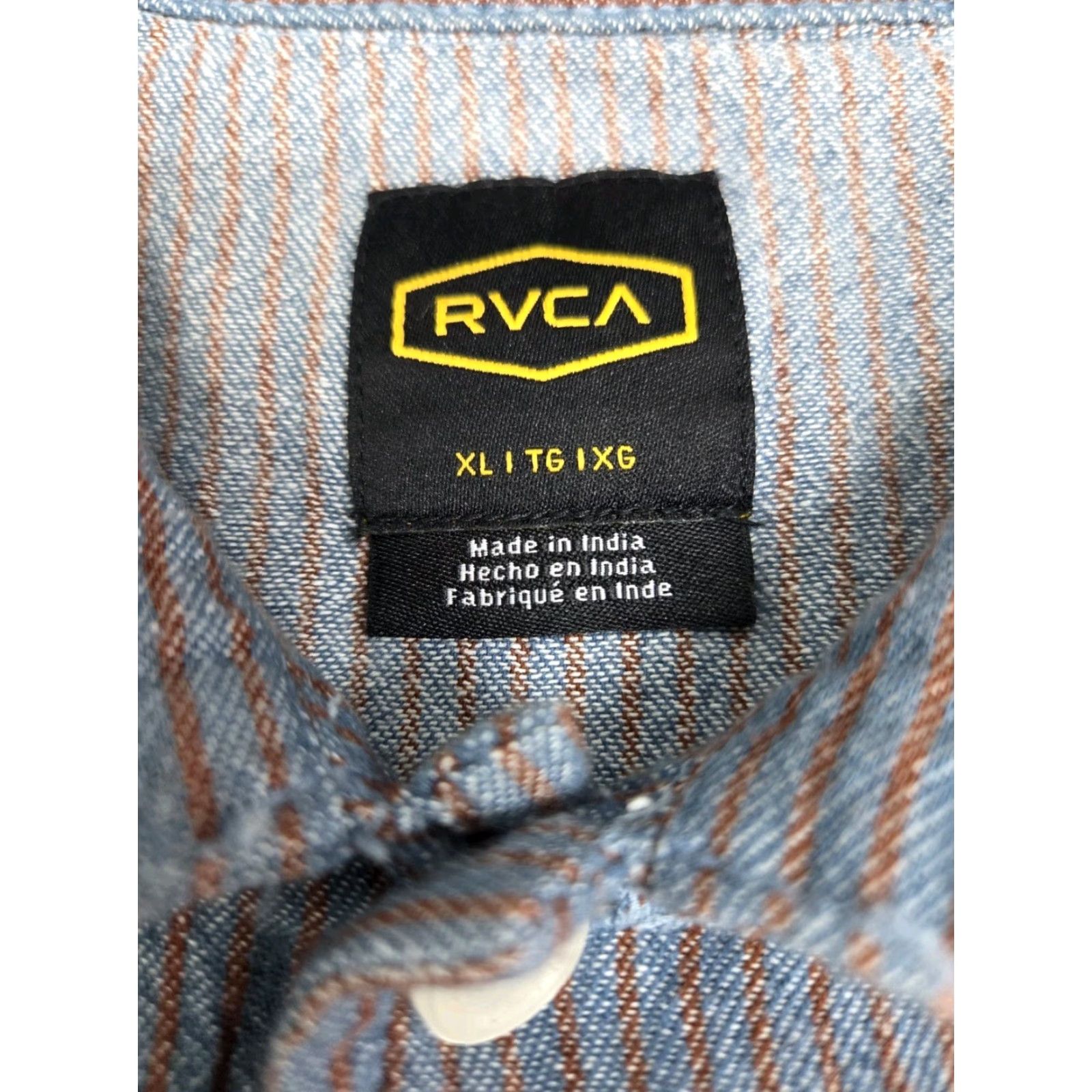 RVCA VINTAGE RVCA Mens Long Sleeve Striped Shirt XL Chest 46 Grey/Red Button-Up Collared Pocket Size US XL / EU 56 / 4 - 3 Thumbnail