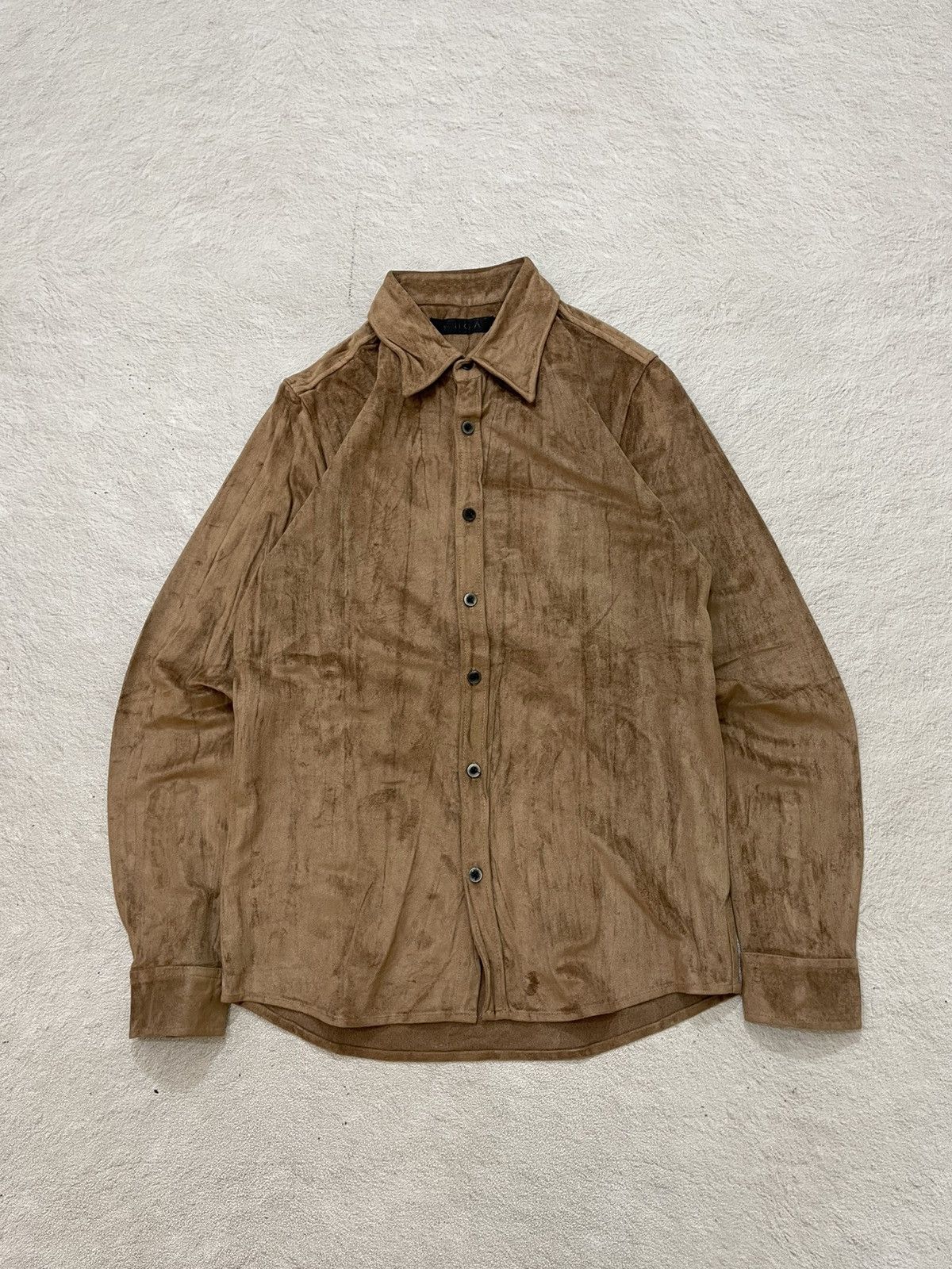 Le Grande Bleu (L.G.B.) 2000s Fuga Brown Velour Shirt Suede Y2K ifsix Hysteric Goa Size US S / EU 44-46 / 1 - 2 Thumbnail