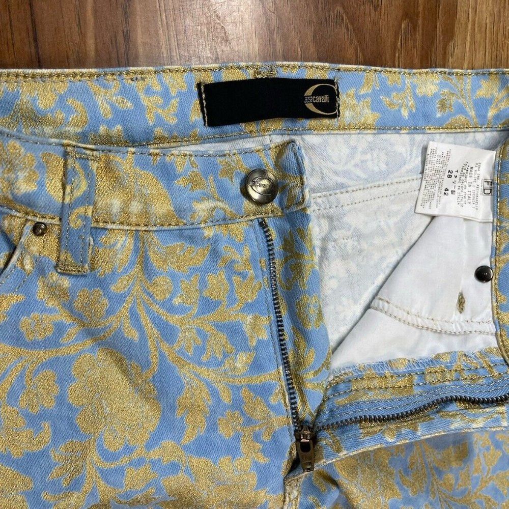 Just Cavalli Just Cavalli Women’s Gold Blue VTG Jeans Pants Sz 28 Size 28" / US 6 / IT 42 - 13 Thumbnail