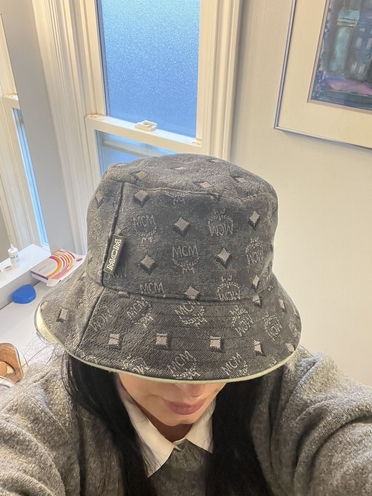 Burberry MCM Monogram-Embroidered Ribbed Bucket Size ONE SIZE - 1 Thumbnail