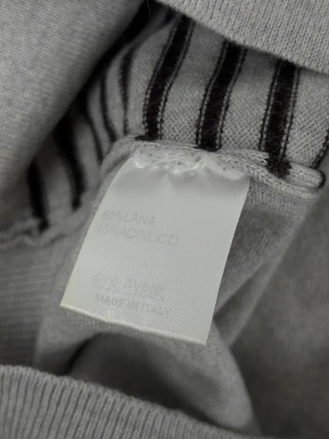 Daniele Alessandrini Daniele Alessandrini Grey & Black Striped Wool Sweater Size US S / EU 44-46 / 1 - 9 Thumbnail
