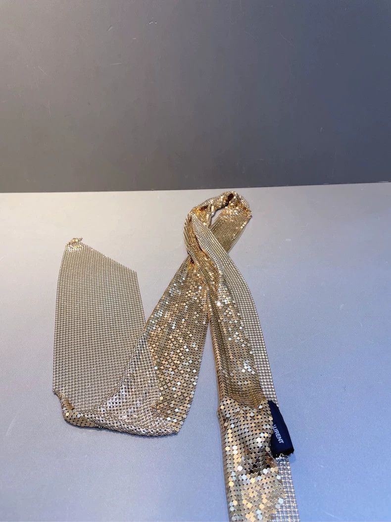 Saint Laurent Paris Saint Laurent Paris Metal ornament gold foil scarf Size ONE SIZE - 3 Thumbnail