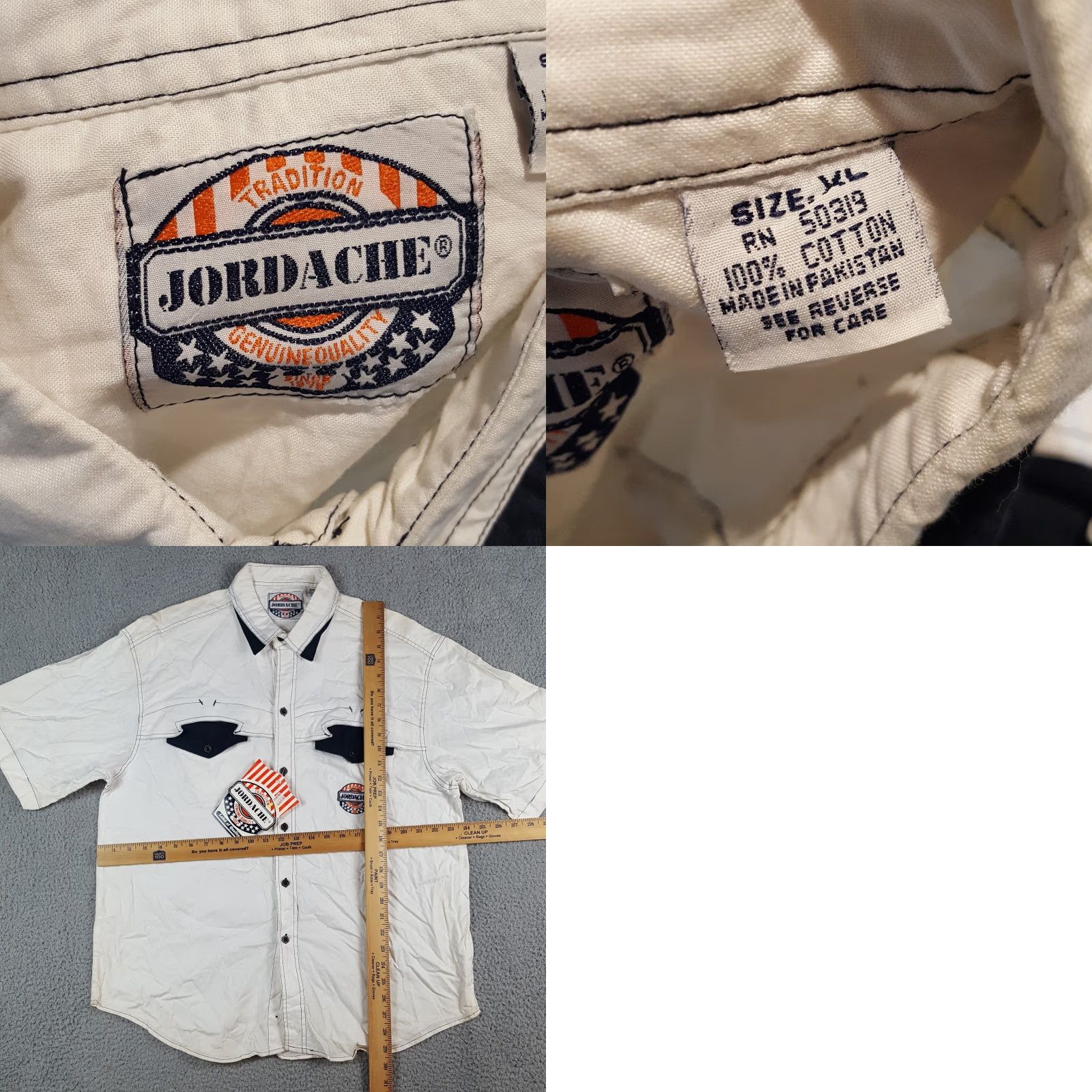 Jordache VINTAGE Jordache Western Button Up Shirt XL Womens Cowgirl 90s 80s Southwestern Cotton Canvas White Short Sleeve Collared Button-Up Size XL / US 12-14 / IT 48-50 - 9 Thumbnail
