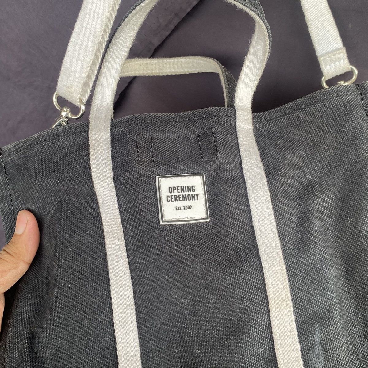 Opening Ceremony Opening ceremony womens trim canvas black white totebag Size ONE SIZE - 3 Thumbnail