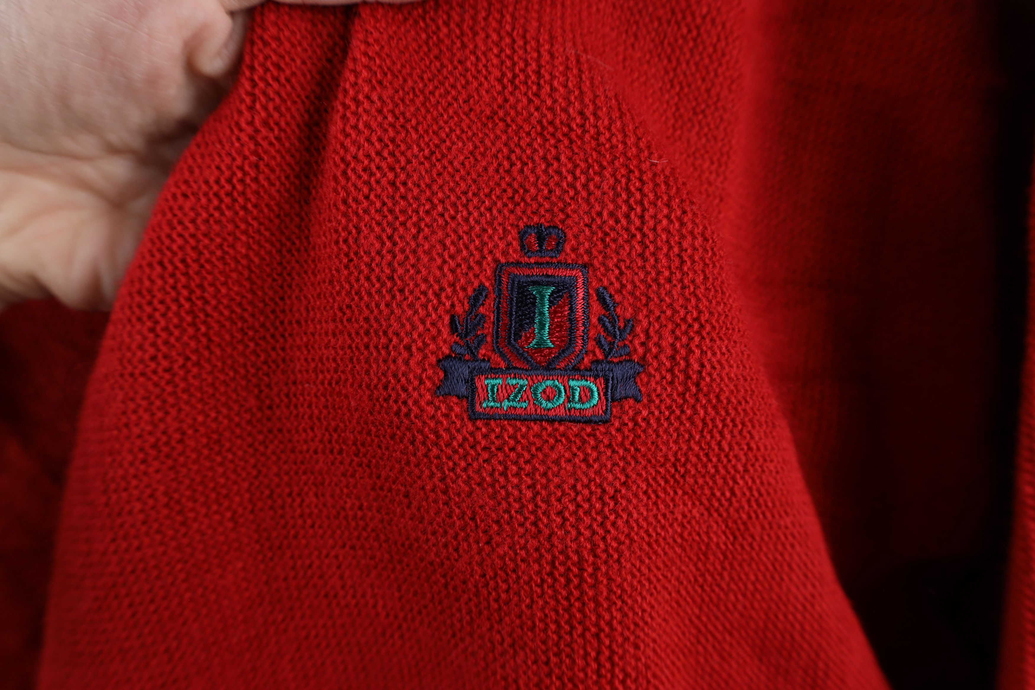 Izod Vintage 70s Izod Knit V-Neck Sweater Red Acrylic USA Size US XL / EU 56 / 4 - 4 Thumbnail