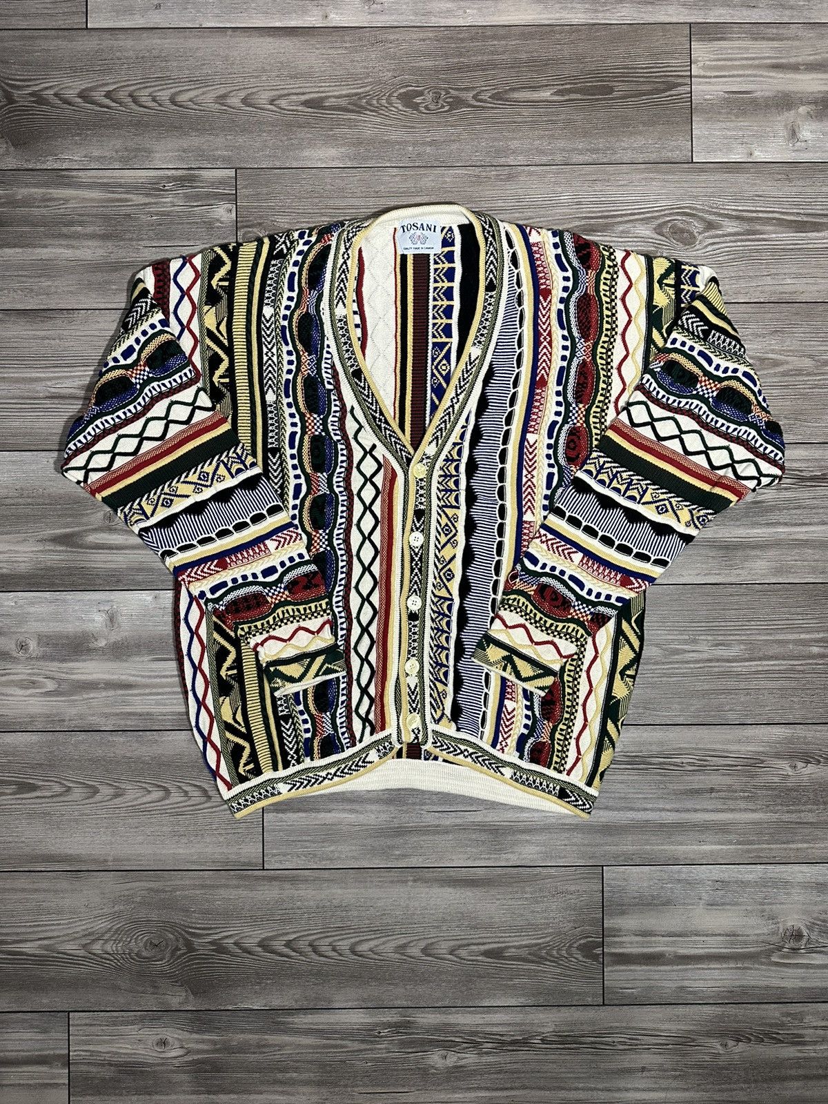 Vintage Vintage 90’s Tosani Coogi Style Knit Cardigan Sweater Size US XL / EU 56 / 4 - 1 Thumbnail