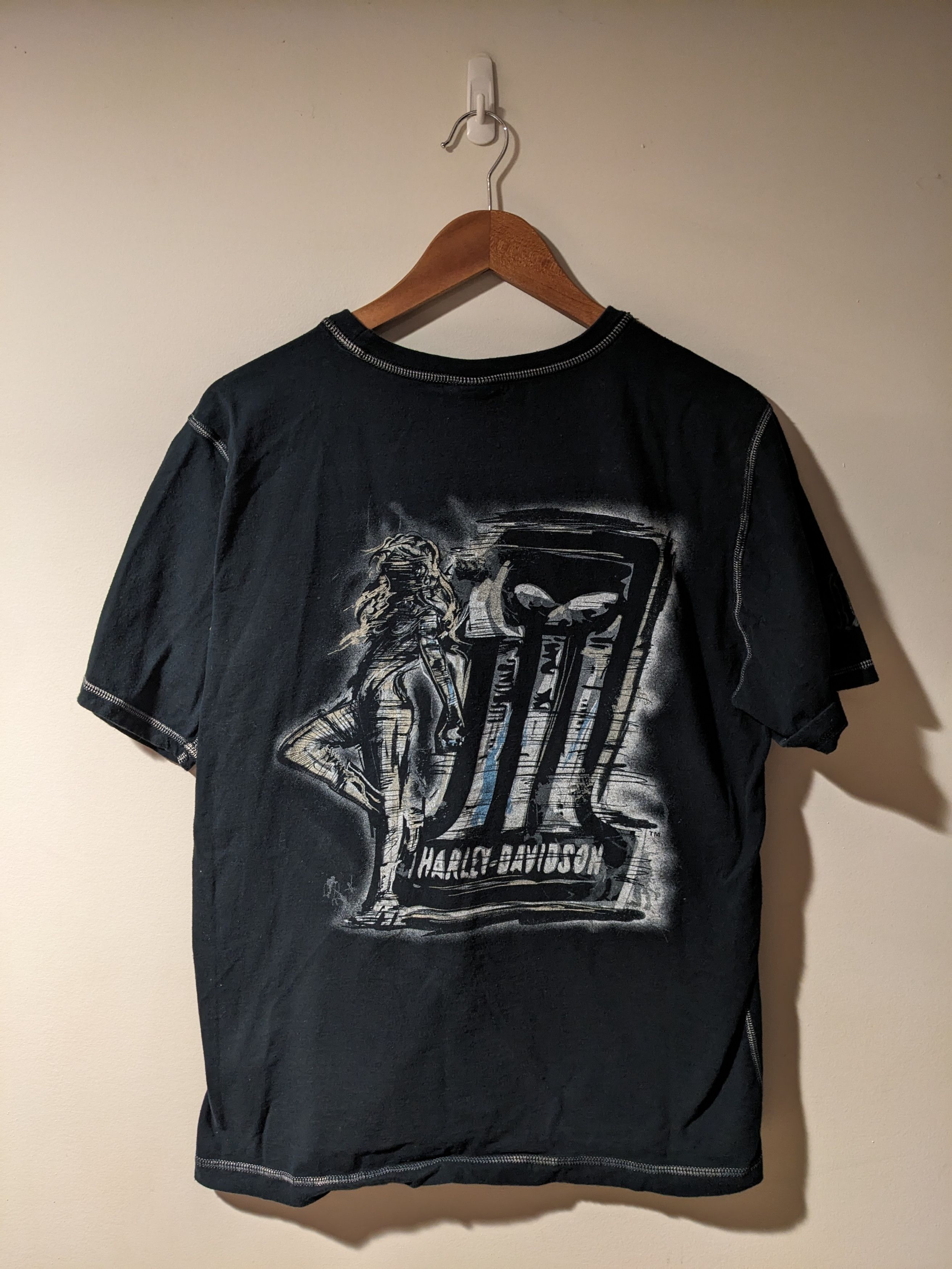 Designer × Harley Davidson Vintage Y2K Harley Davidson Motorcycle Pin Up Girl T-Shirt Size US L / EU 52-54 / 3 - 1 Thumbnail