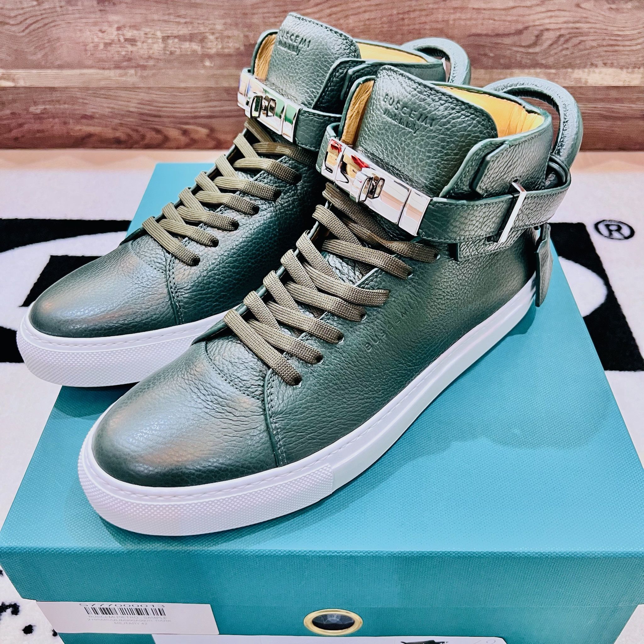 Buscemi Buscemi Padlock Clip Strap Leather Sneakers - Dark Military Size US 9 / EU 42 - 1 Thumbnail
