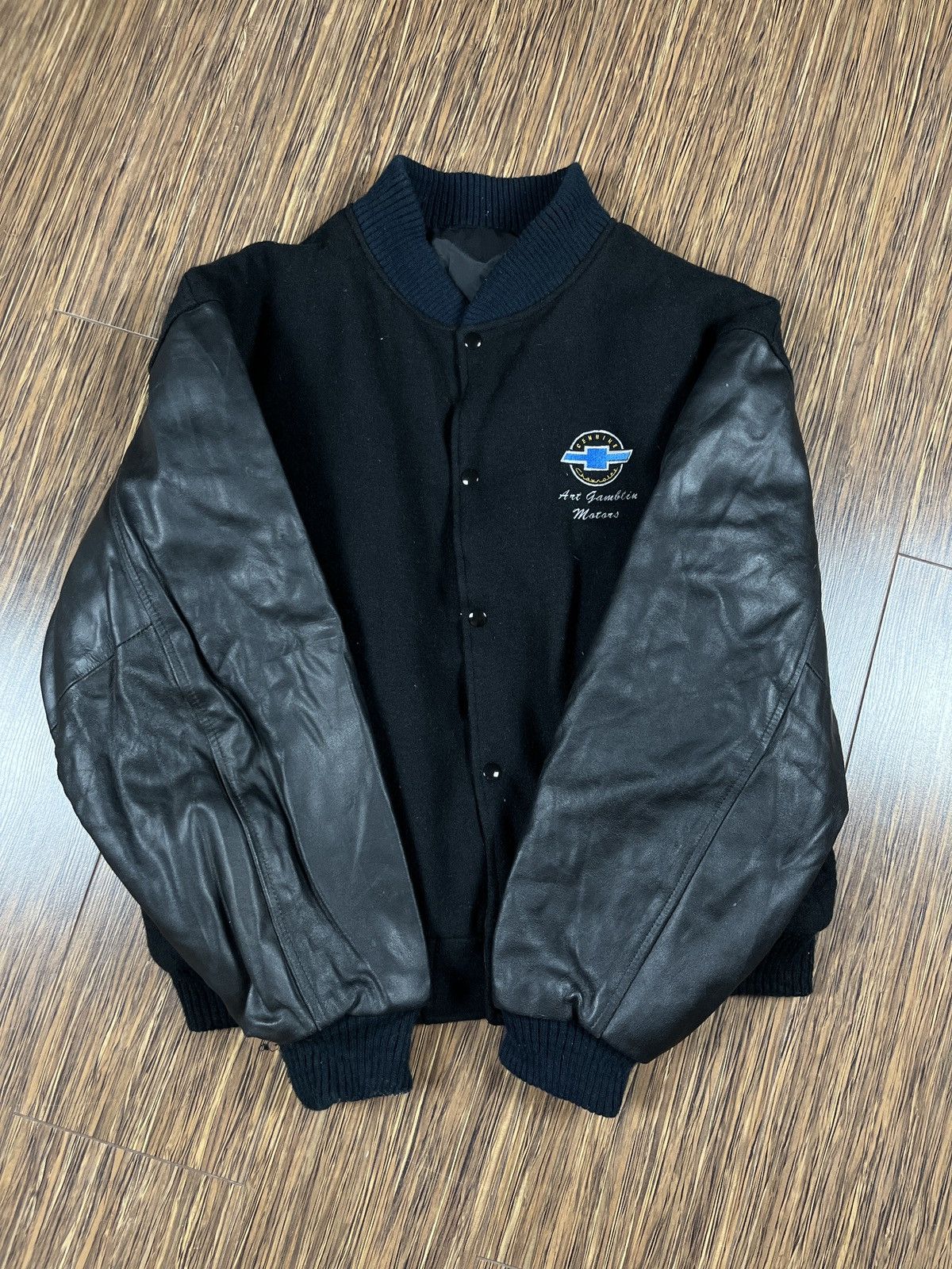 Genuine Leather × Vintage ➕ 90s vintage Chevrolet leather sleeves bomber varsity Size US XL / EU 56 / 4 - 4 Thumbnail