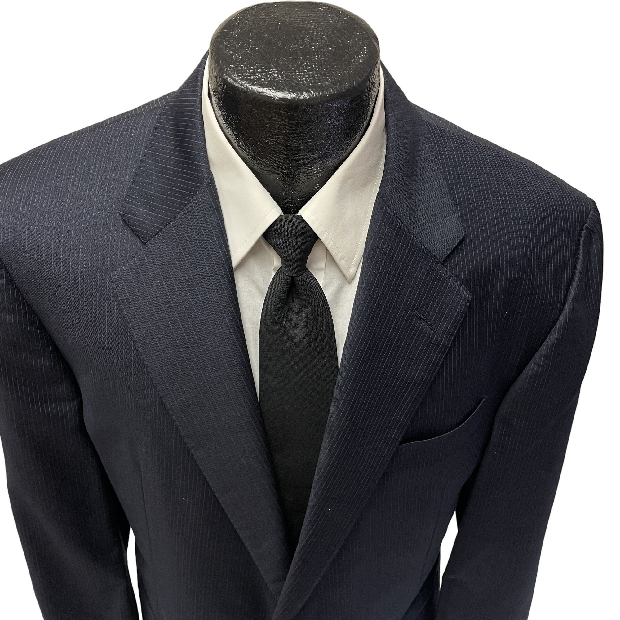 Hickey Freeman Vtg Hickey Freeman Loro Piana Navy Blue Pinstripe Sport Coat Size 44R - 2 Thumbnail