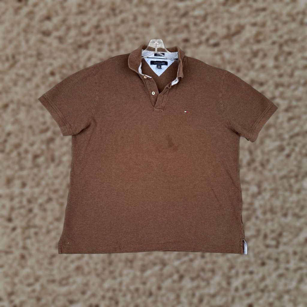 Tommy Hilfiger Tommy Hilfiger Shirt Men Extra Large Brown 100% Cotton Custom Fit Golf READ Size US XL / EU 56 / 4 - 1 Thumbnail