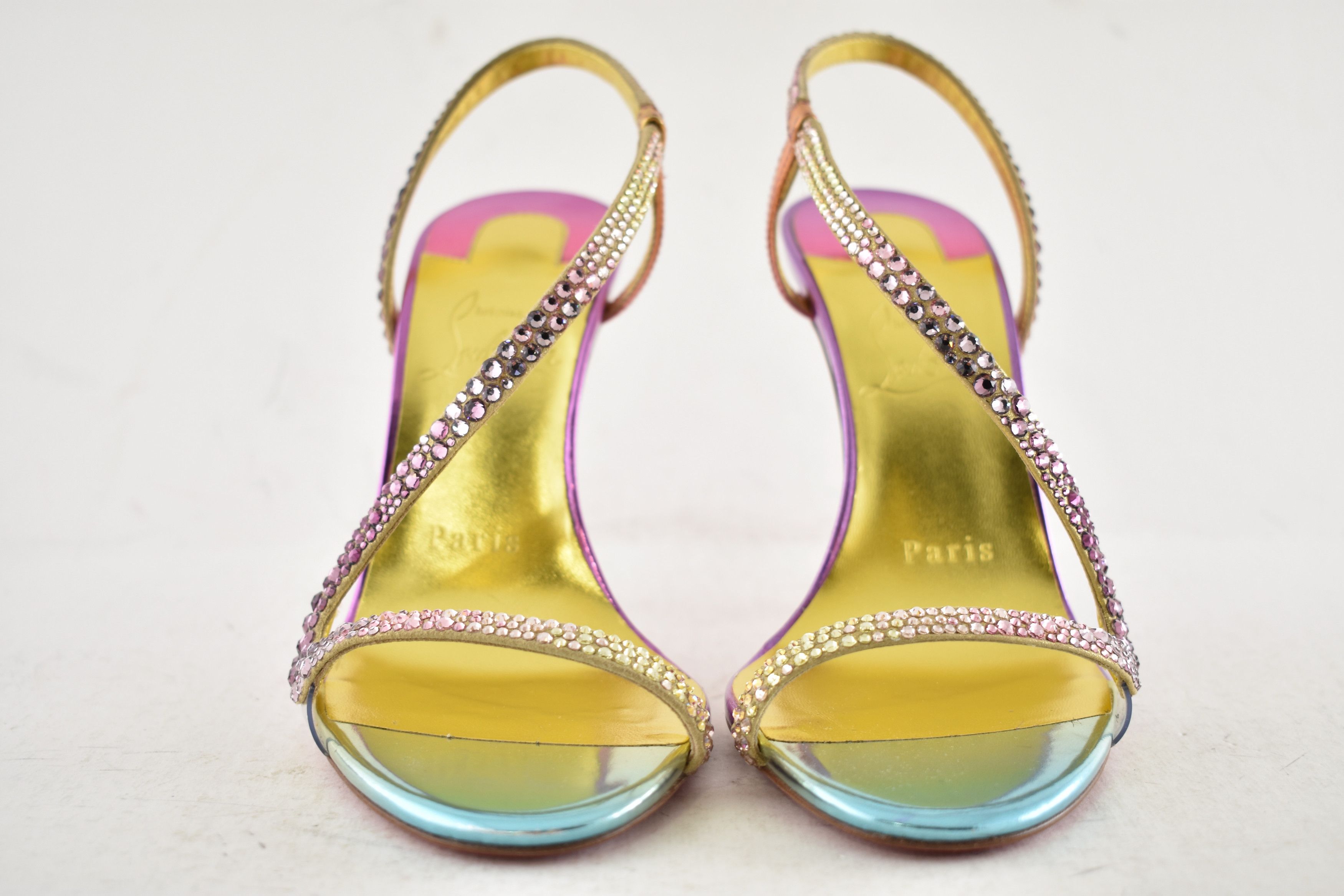 Christian Louboutin Rosalie Strass Boreal 100 Ankle Strap Sandal Heel Pump 36.5 Size US 6.5 / IT 36.5 - 10 Thumbnail