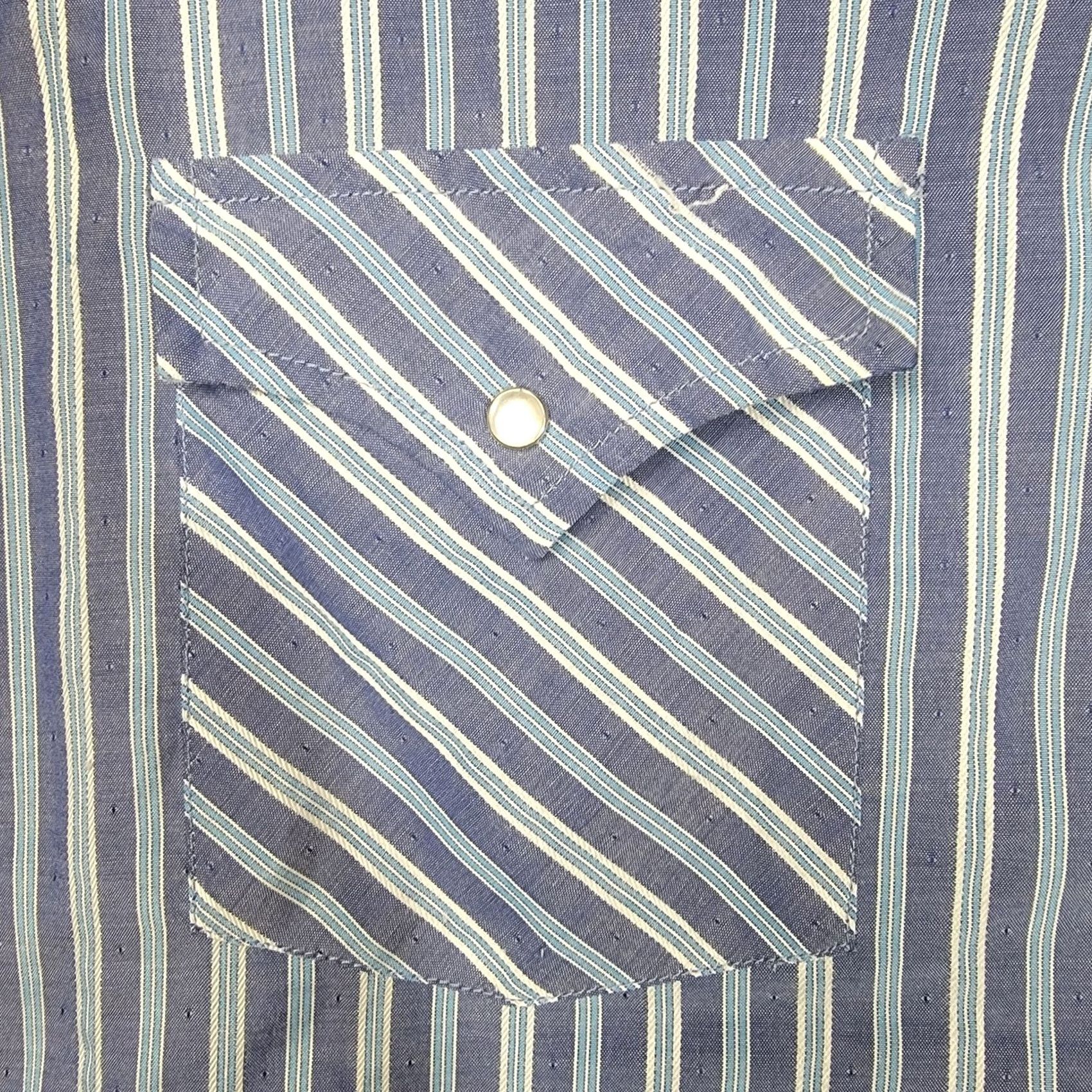 Vintage Ely Cattleman Shirt Mens 2XL Tall Blue striped VTG Pearl Snap 18 1/2 x 35 Size US XXL / EU 58 / 5 - 3 Thumbnail