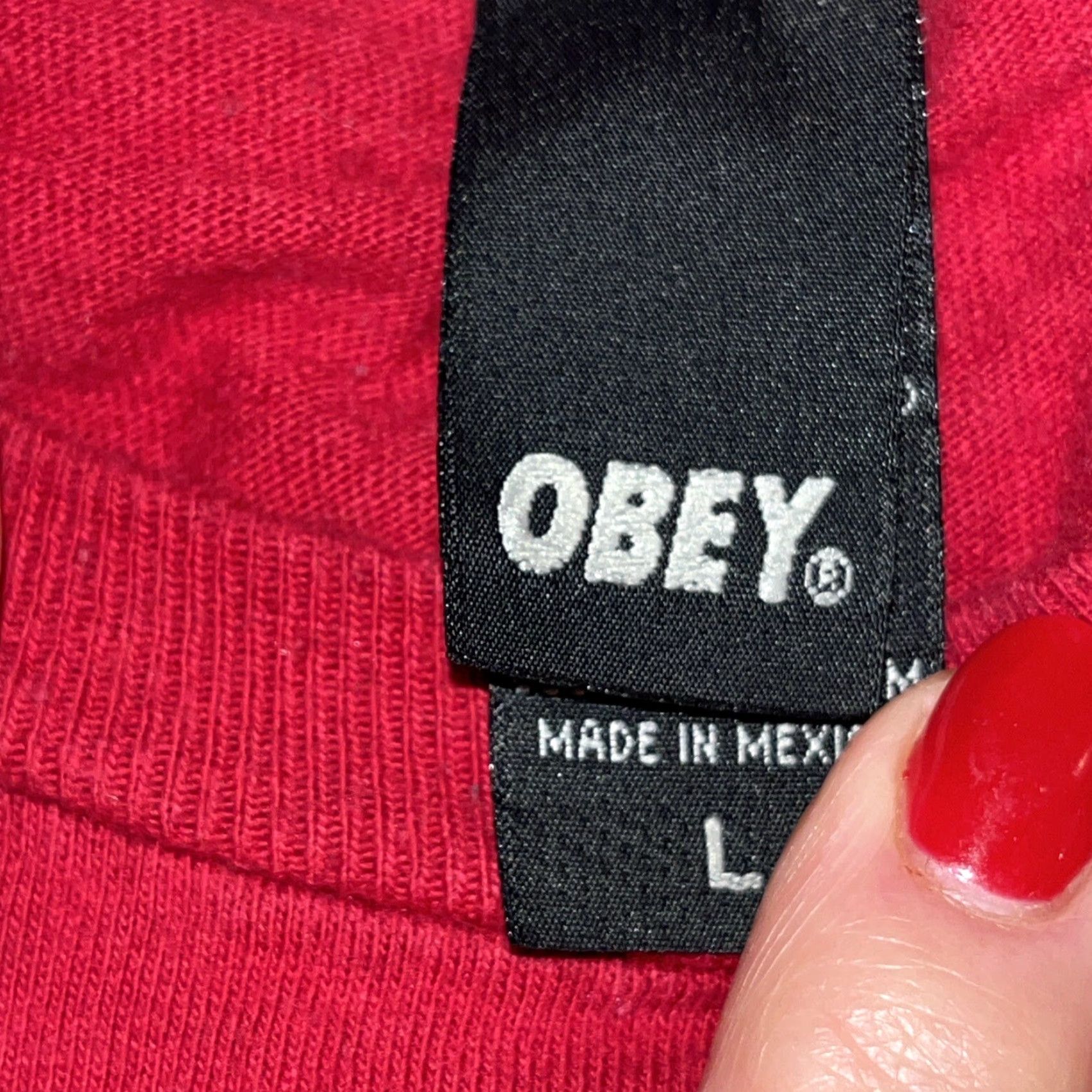Obey VINTAGE OBEY T-SHIRT RED Propaganda Big WHITE Front graphics Mens Cotton LARGE L Size US L / EU 52-54 / 3 - 2 Thumbnail