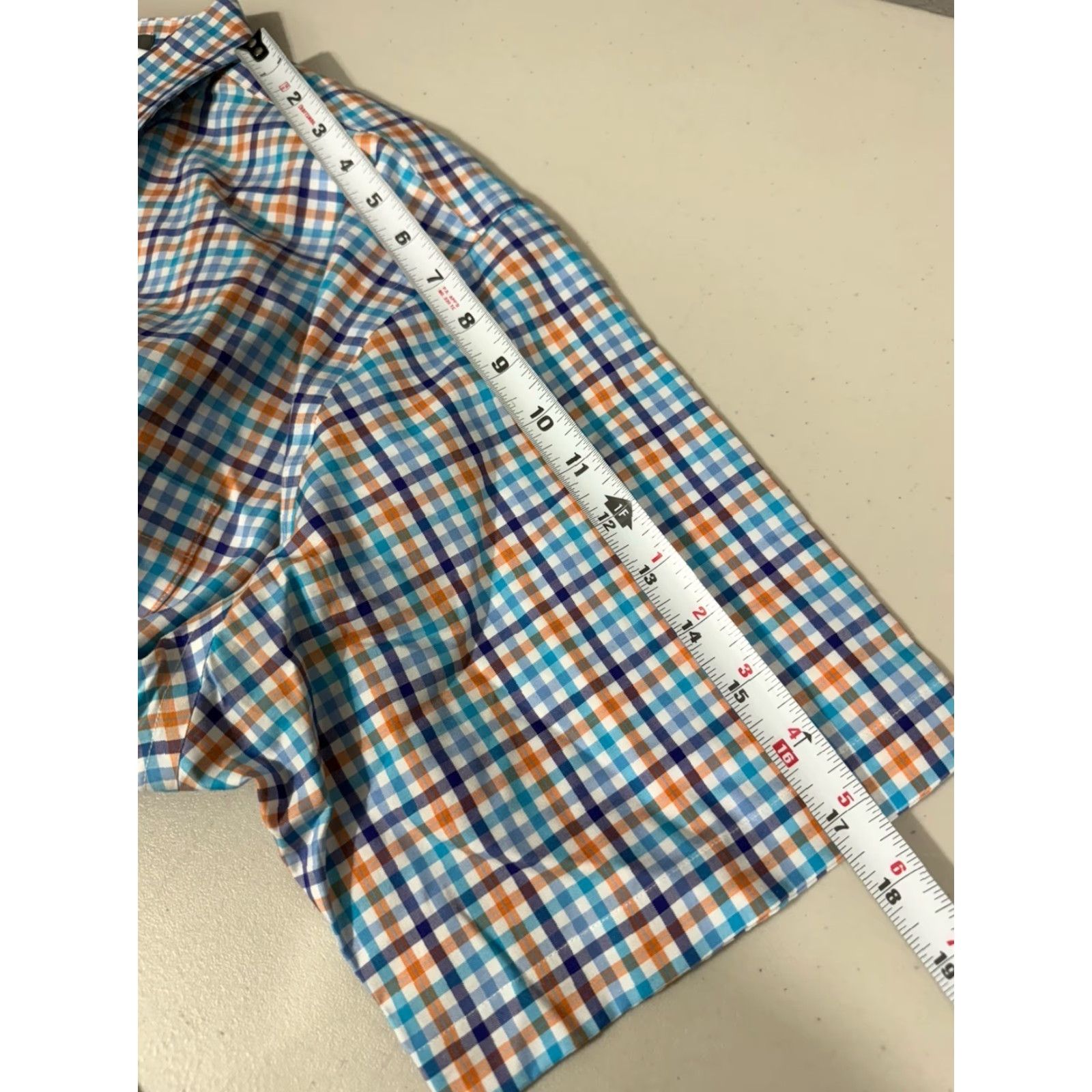 Cremieux Daniel Cremieux Shirt Mens L Blue Orange Plaid Signature Collection Button Short Sleeve Shirt Size US L / EU 52-54 / 3 - 4 Thumbnail