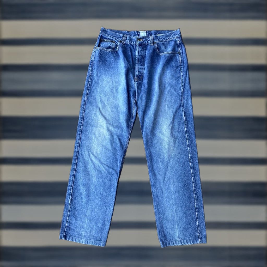 Moschino VINTAGE Moschino Peace Sign Jeans Denim 90s Button Fly Dark Washed 36 Mens Europe Italy Regular Size US 36 / EU 52 - 1 Thumbnail
