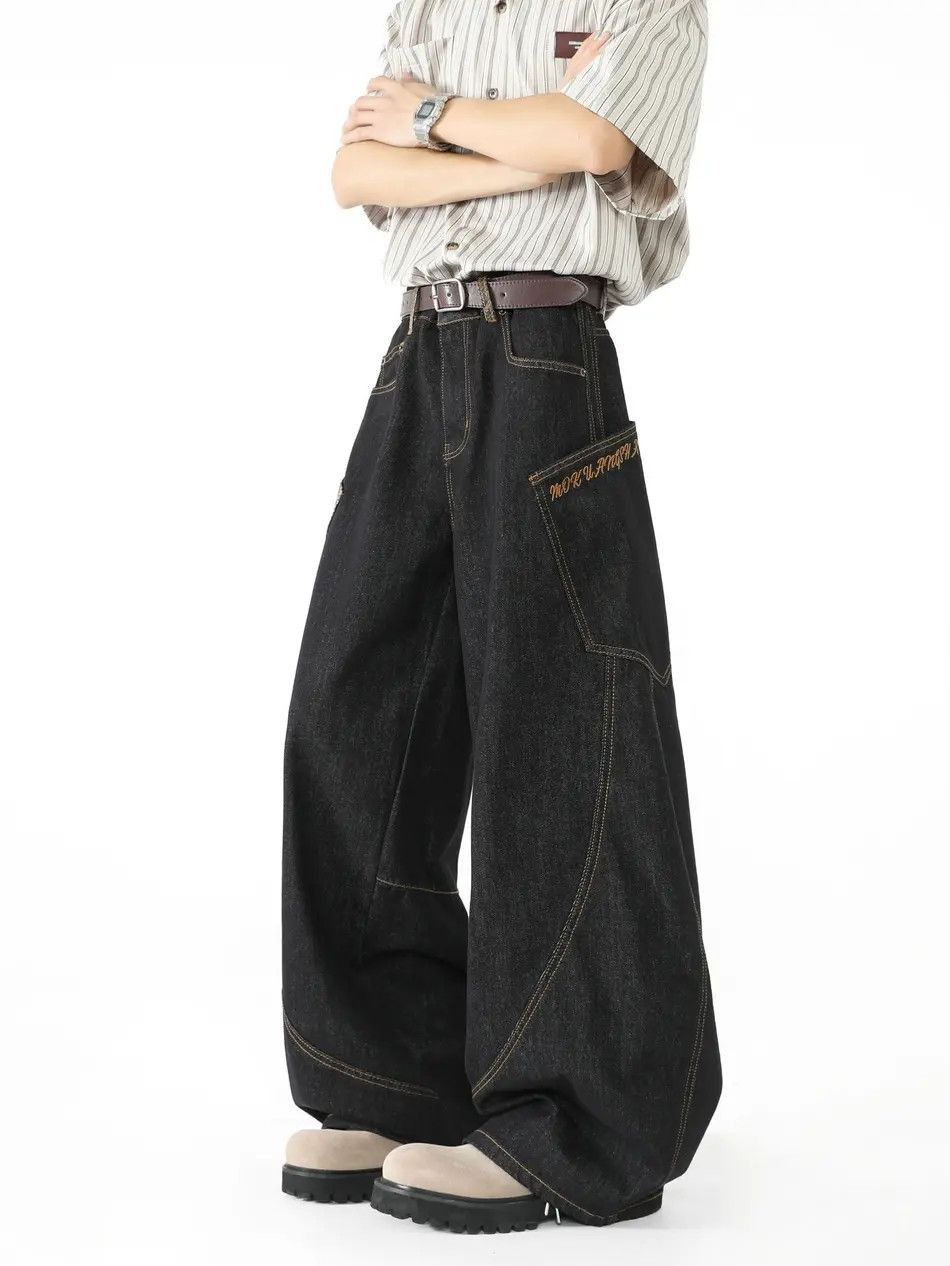 Japanese Brand Retro loose curved knife wide leg jeans Size US 32 / EU 48 - 5 Thumbnail