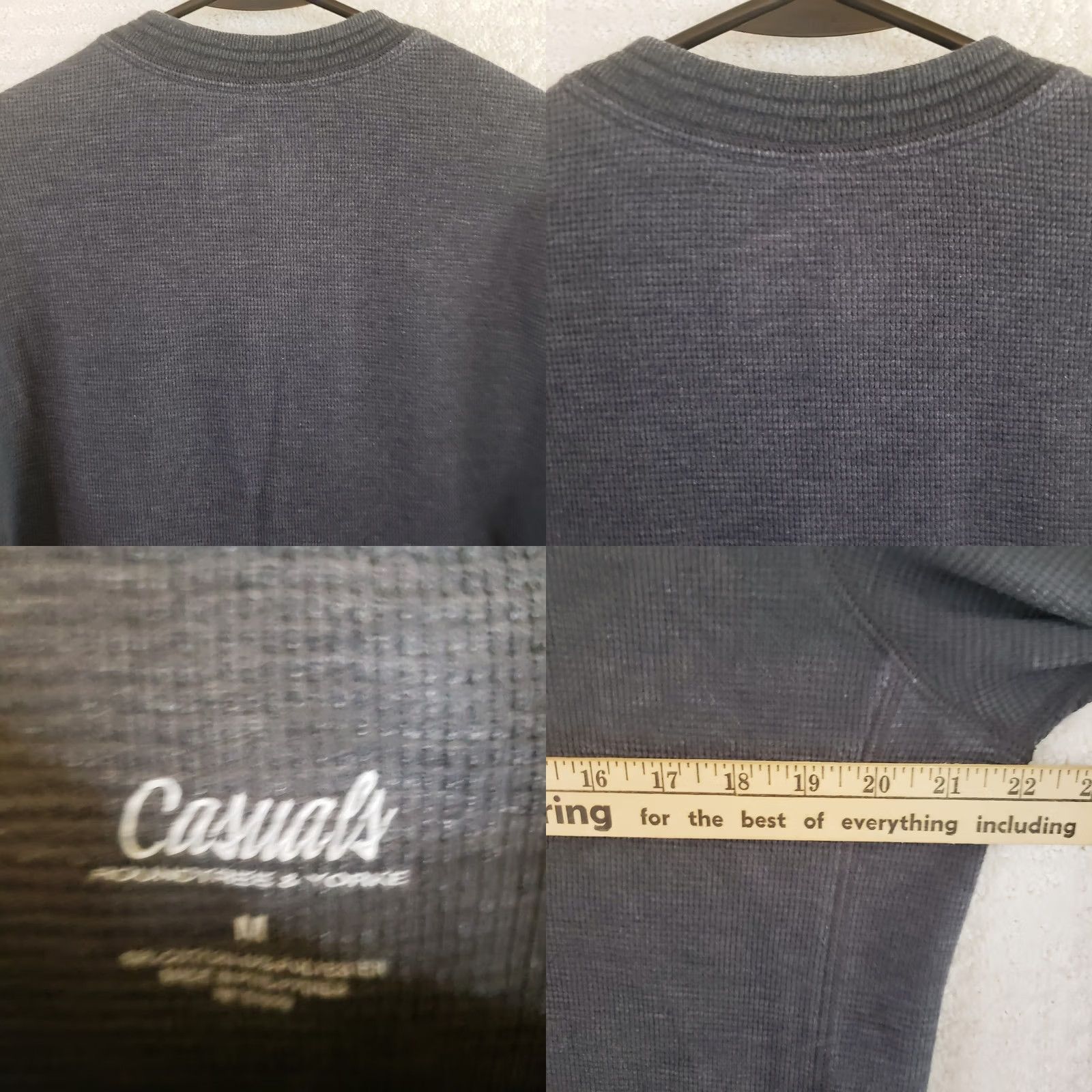 Vintage Casuals Henley Mens M Dark Gray Long Sleeve Waffle Knit Thermal Shirt Outdoors Size US M / EU 48-50 / 2 - 8 Thumbnail