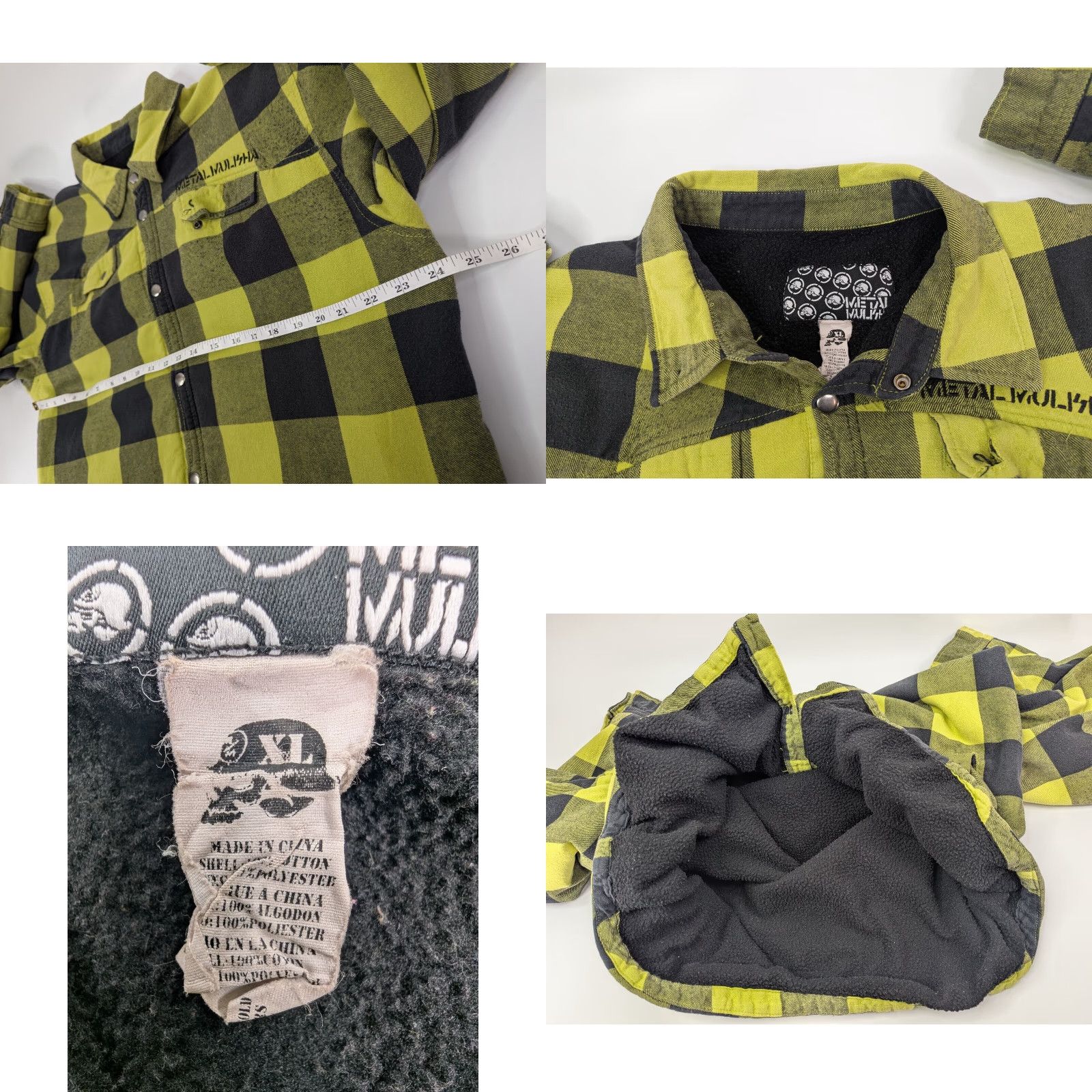 Metal Mulisha Metal Mulisha Snap Long Sleeve Plaid Shacket Yellow XL Cotton Flannel Heavyweight Pockets Casual Workwear Mens Size US XL / EU 56 / 4 - 8 Thumbnail