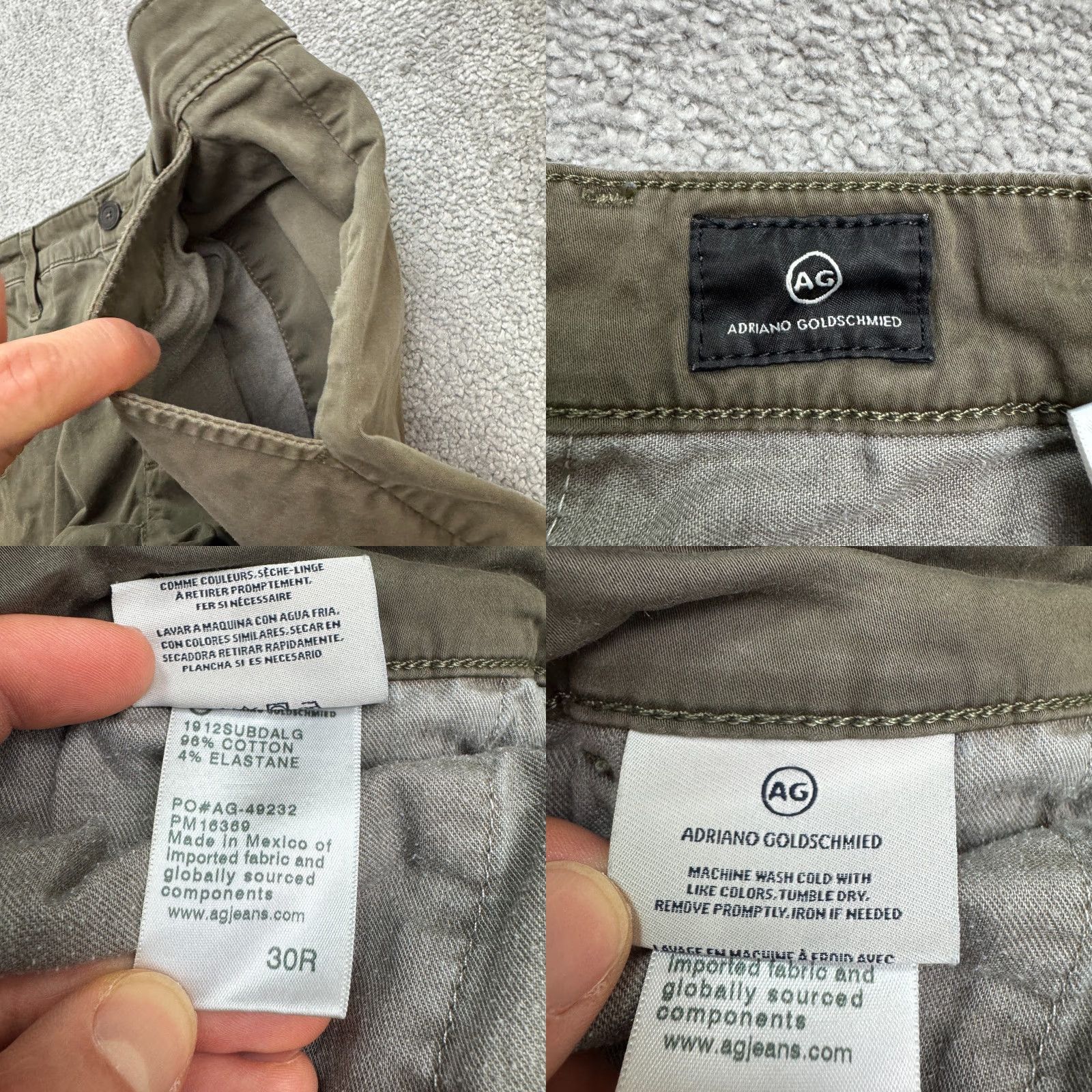 Vintage AG Adriano Goldschmied Jamison Sueded Chino Pants Mens 30R Green Straight Leg Size 30" / US 8 / IT 44 - 8 Thumbnail