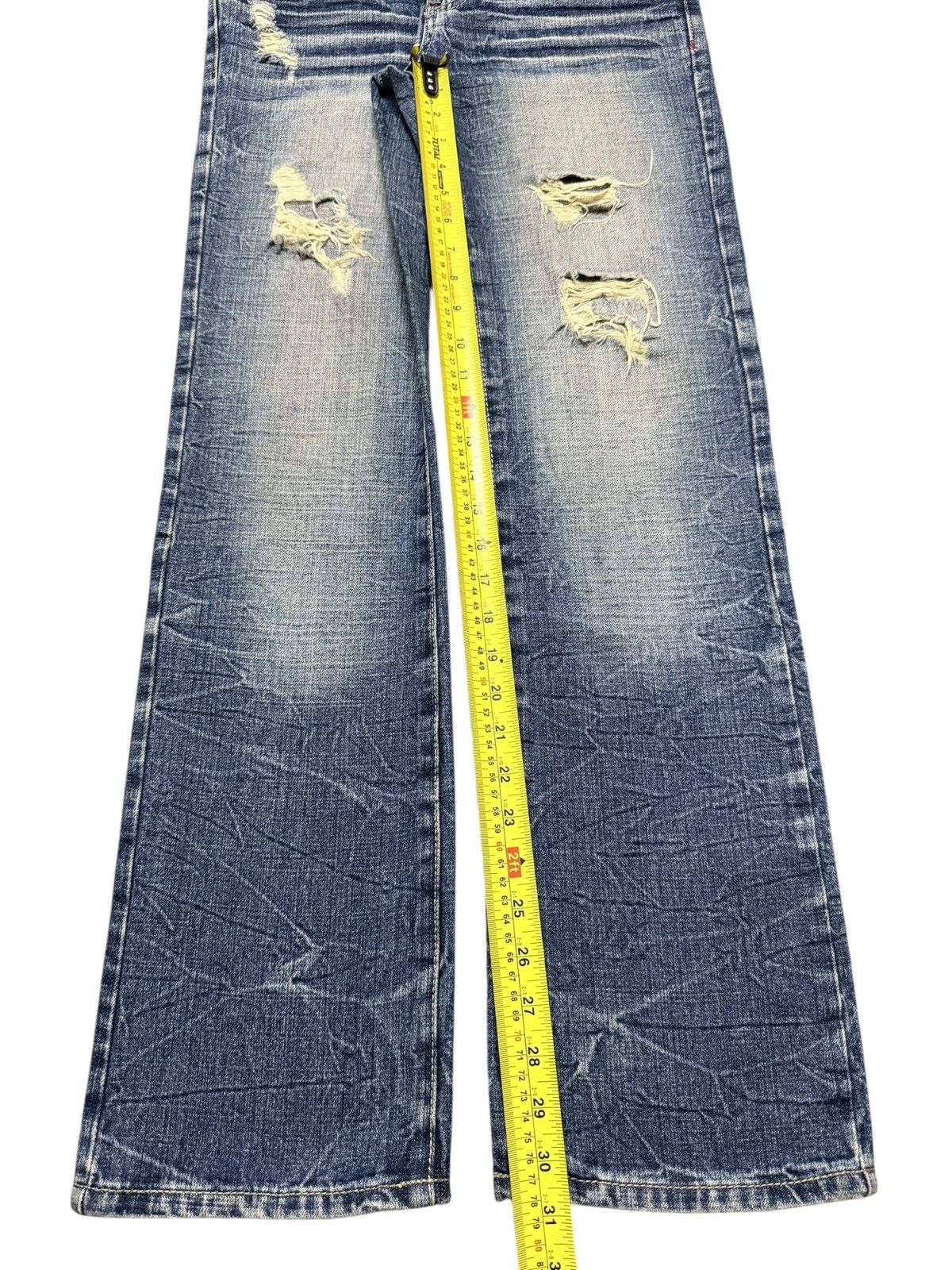 KMRii Vintage Japanese Brand Faded Thunder Wash Distress Loose Fit Size US 30 / EU 46 - 13 Thumbnail