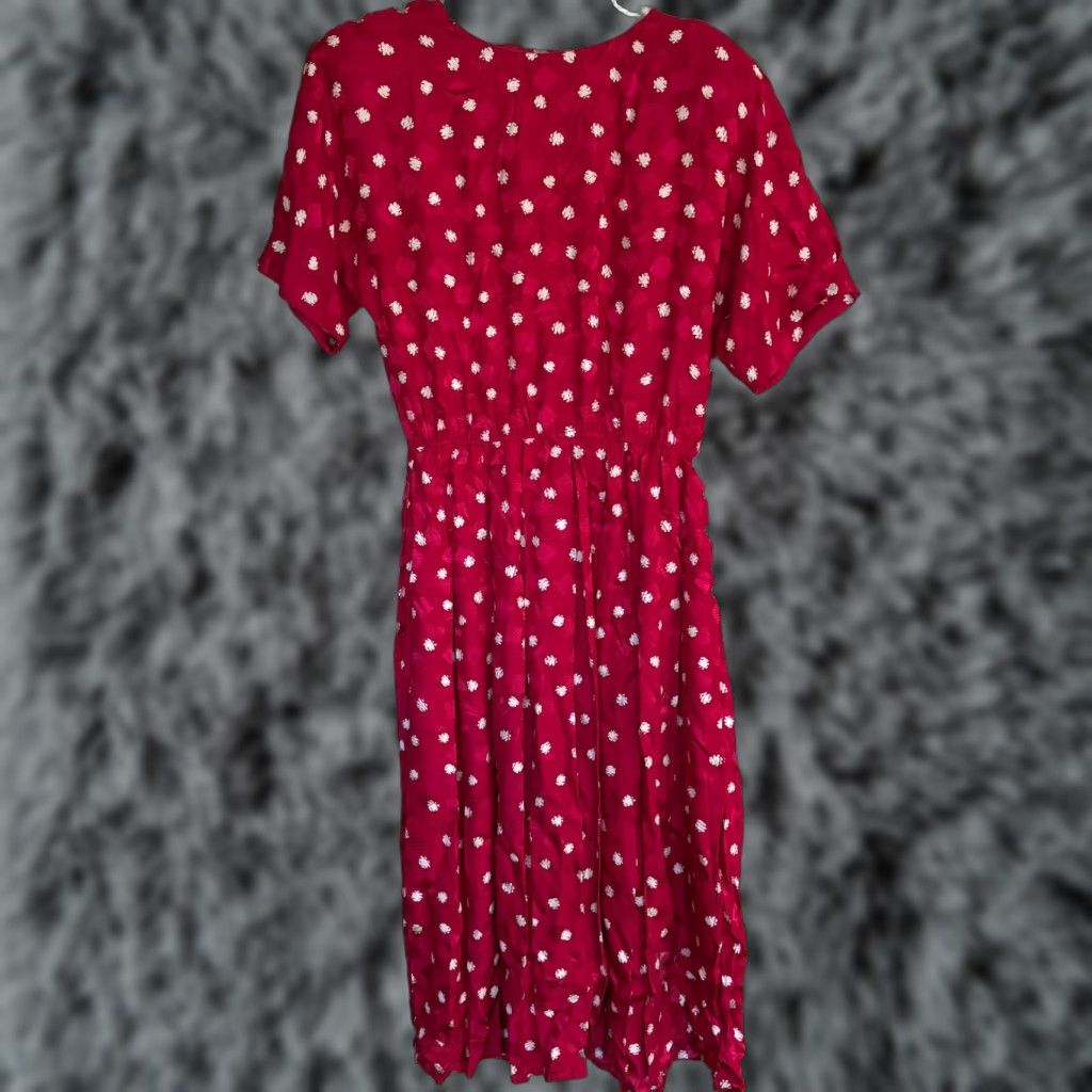 Brooks Brothers VINTAGE Brooks Brothers Silk Dress Womens 10 Red Maxi Pleated Elastic Waist 80s Dress Size L / US 10 / IT 46 - 1 Thumbnail