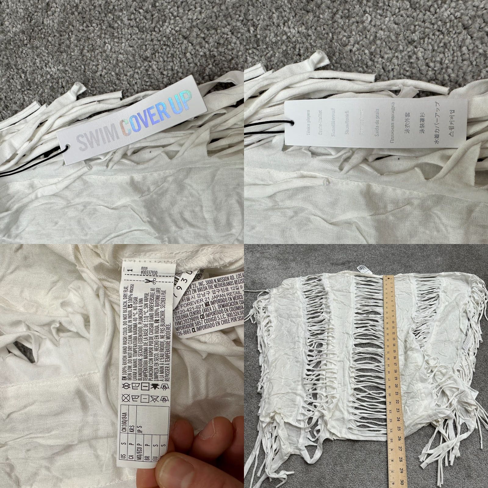 Forever 21 FOREVER 21 Swimwear Cover Up Womens S White Solid Ripped Beach Sleeveless Vintage: No ? Size ONE SIZE - 8 Thumbnail