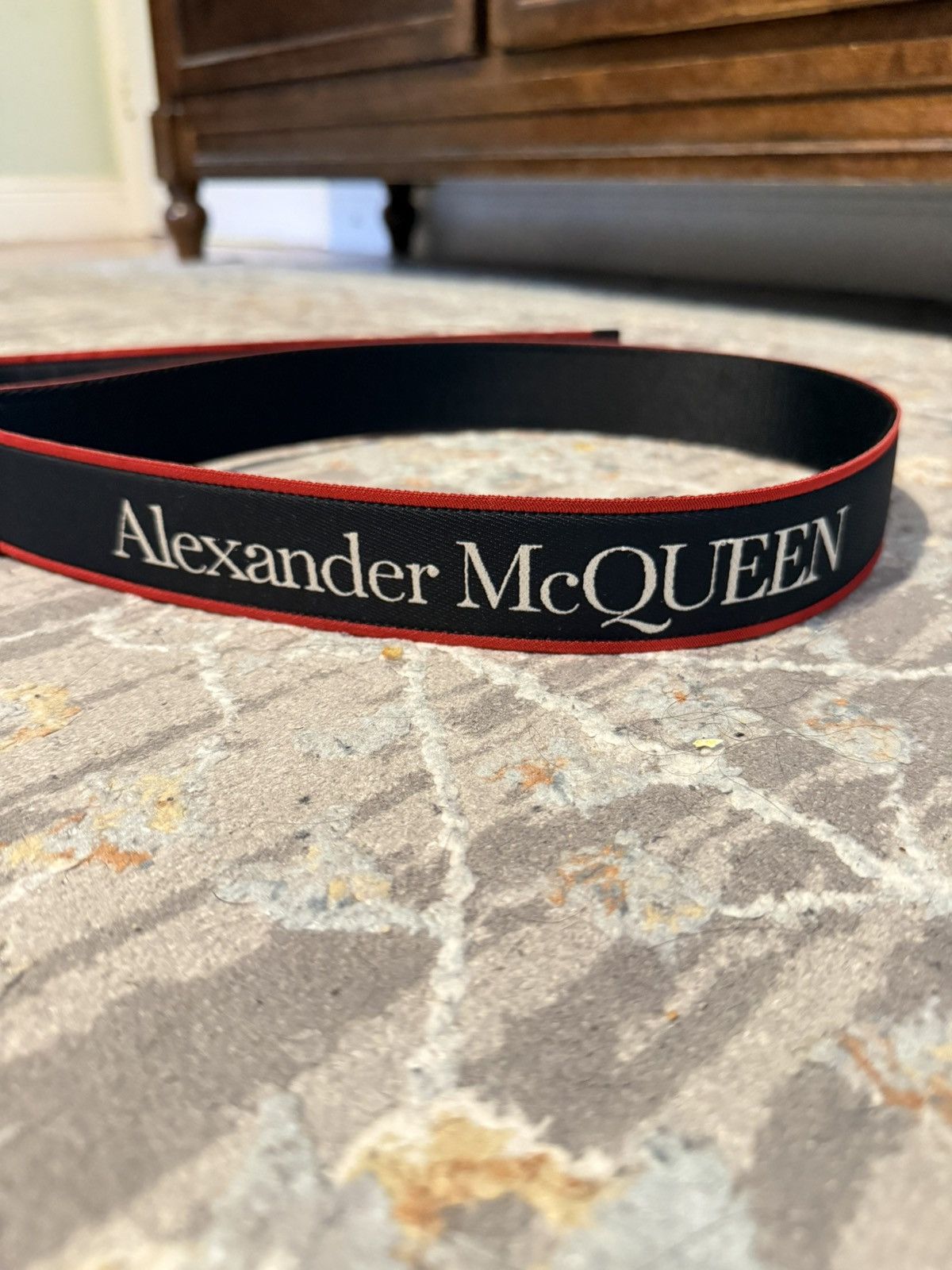Alexander McQueen Alexander McQueen Logo Print Fabric Belt Size 42 - 2 Thumbnail