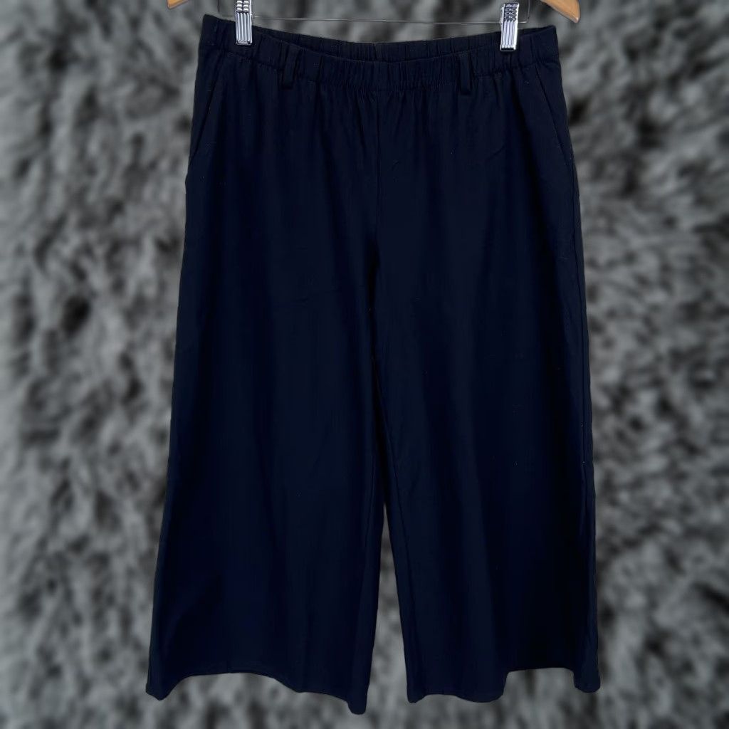 Eileen Fisher Eileen Fisher Women's Wide Leg Crop Pants Sz Small Black Viscose Blend Casual Summer Spring Fall Winter Size 28" / US 6 / IT 42 - 1 Thumbnail