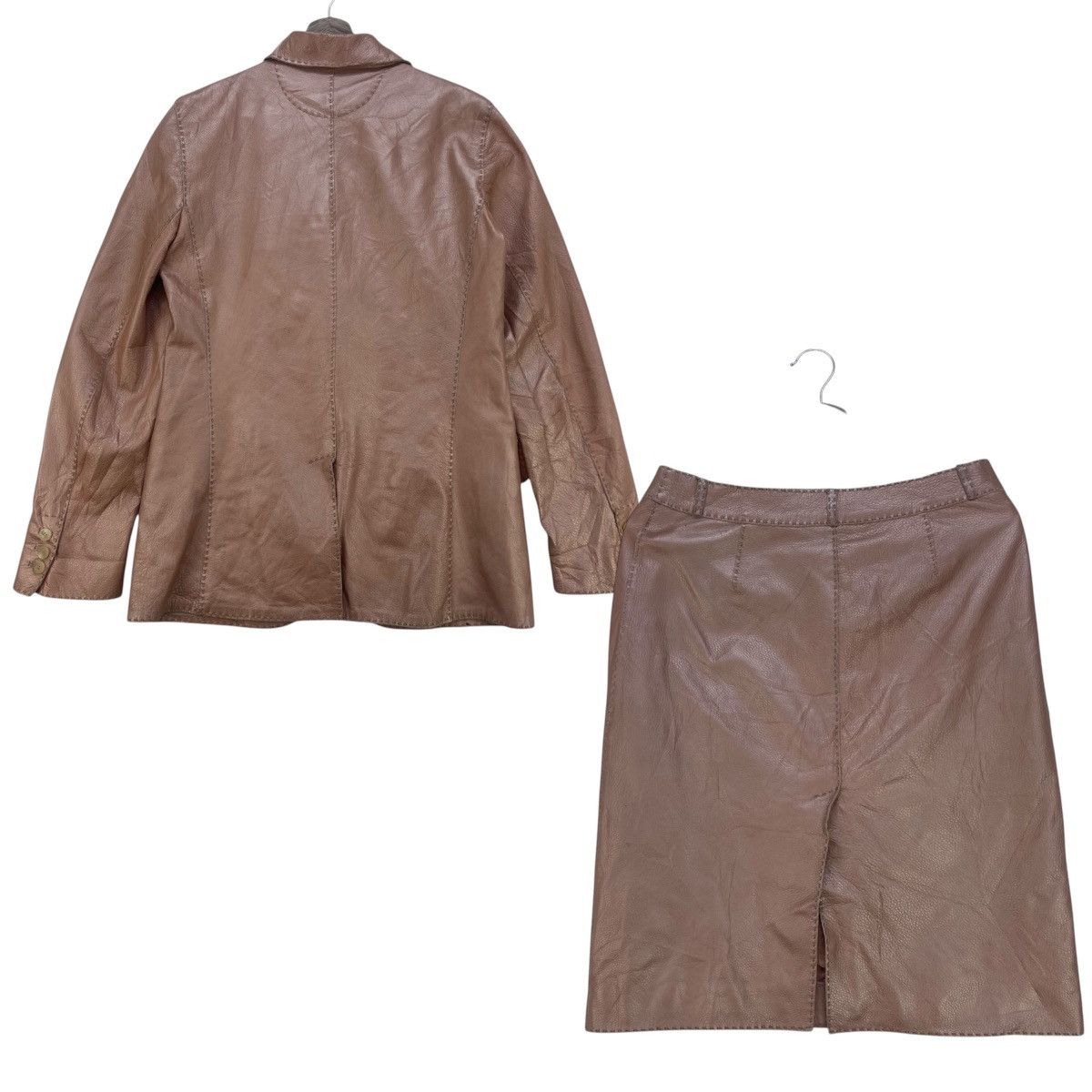 Fendi 🔥Fendi Pink Metallic Leather Blazer & Skirt Size M / US 6-8 / IT 42-44 - 2 Thumbnail