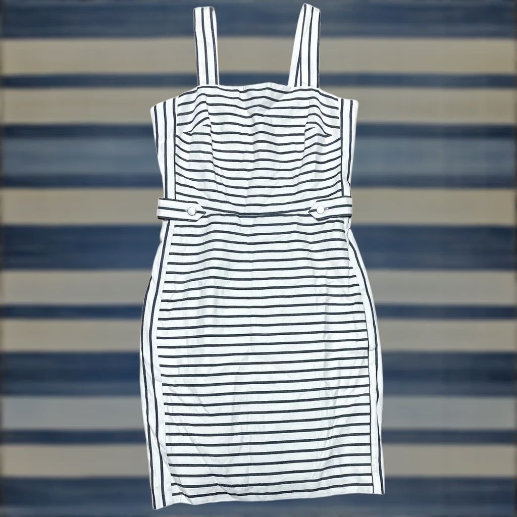 Banana Republic Banana Republic Women’s Striped Pencil Dress Size 4 Navy White Summer Halter Sleeveless Knee Length Size S / US 4 / IT 40 - 1 Thumbnail