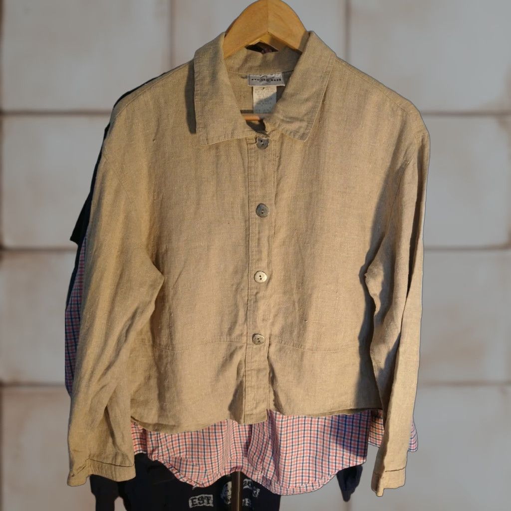 Vintage VINTAGE Studio Linen Shirt Ladies Beige 12 USA Comfort Size 12 Womens Size XL / US 12-14 / IT 48-50 - 1 Thumbnail