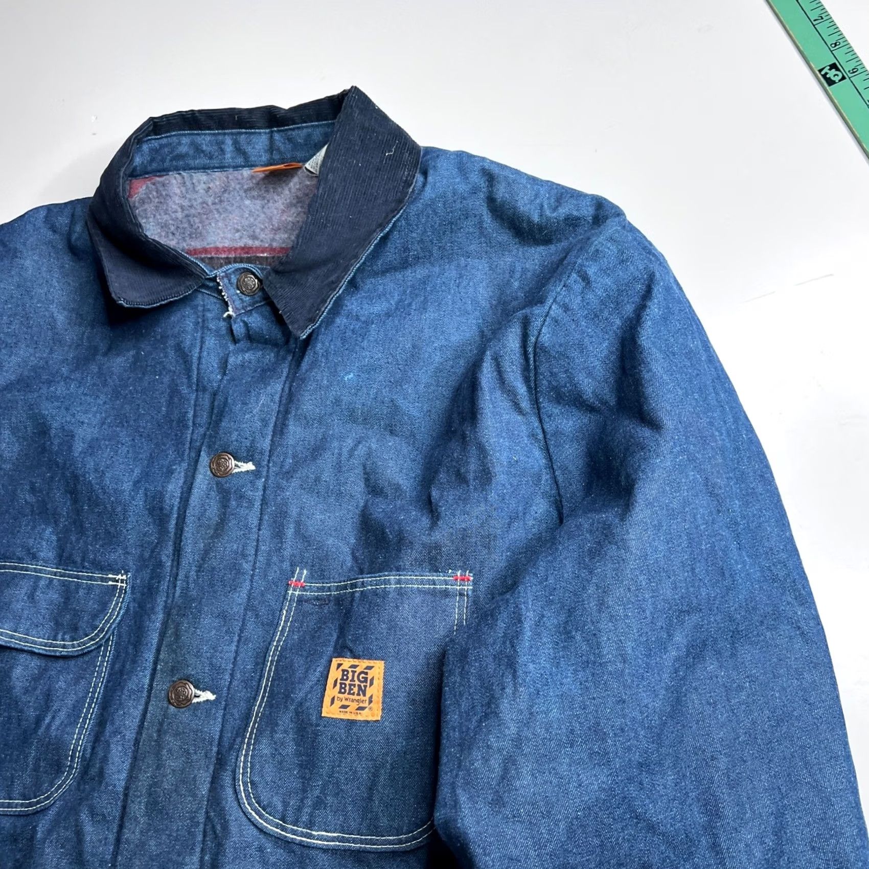 Wrangler VINTAGE Wrangler Denim Chore Coat 50 Blue Cotton Blend USA Made Chore Jacket Mens Vintage 1980s Big Ben Wool Blanket Lined Size US M / EU 48-50 / 2 - 7 Thumbnail