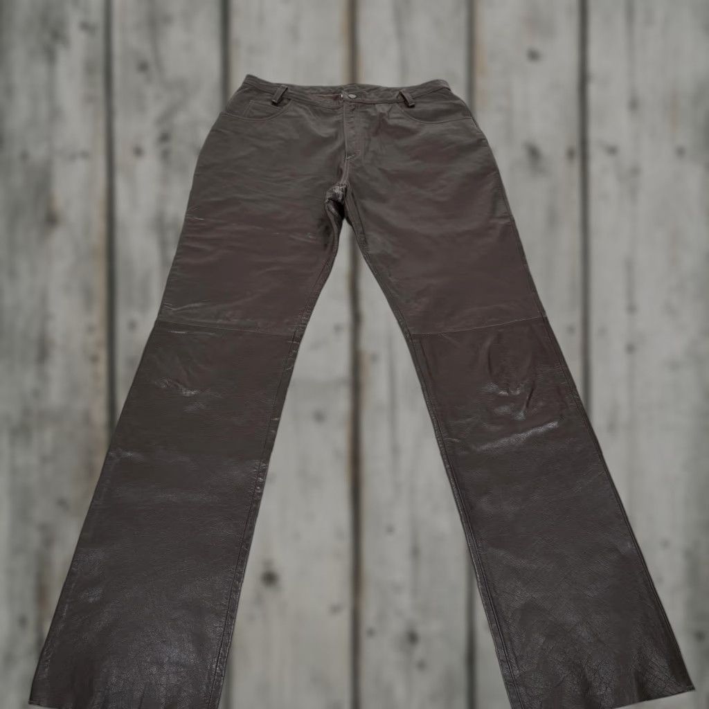 Vintage VINTAGE Wilsons Leather Pants Mens 38x36 Brown Bootcut Lined Motorcycle Biker Ride Leather Pants Mens Brown 90s Size US 38 / EU 54 - 1 Thumbnail