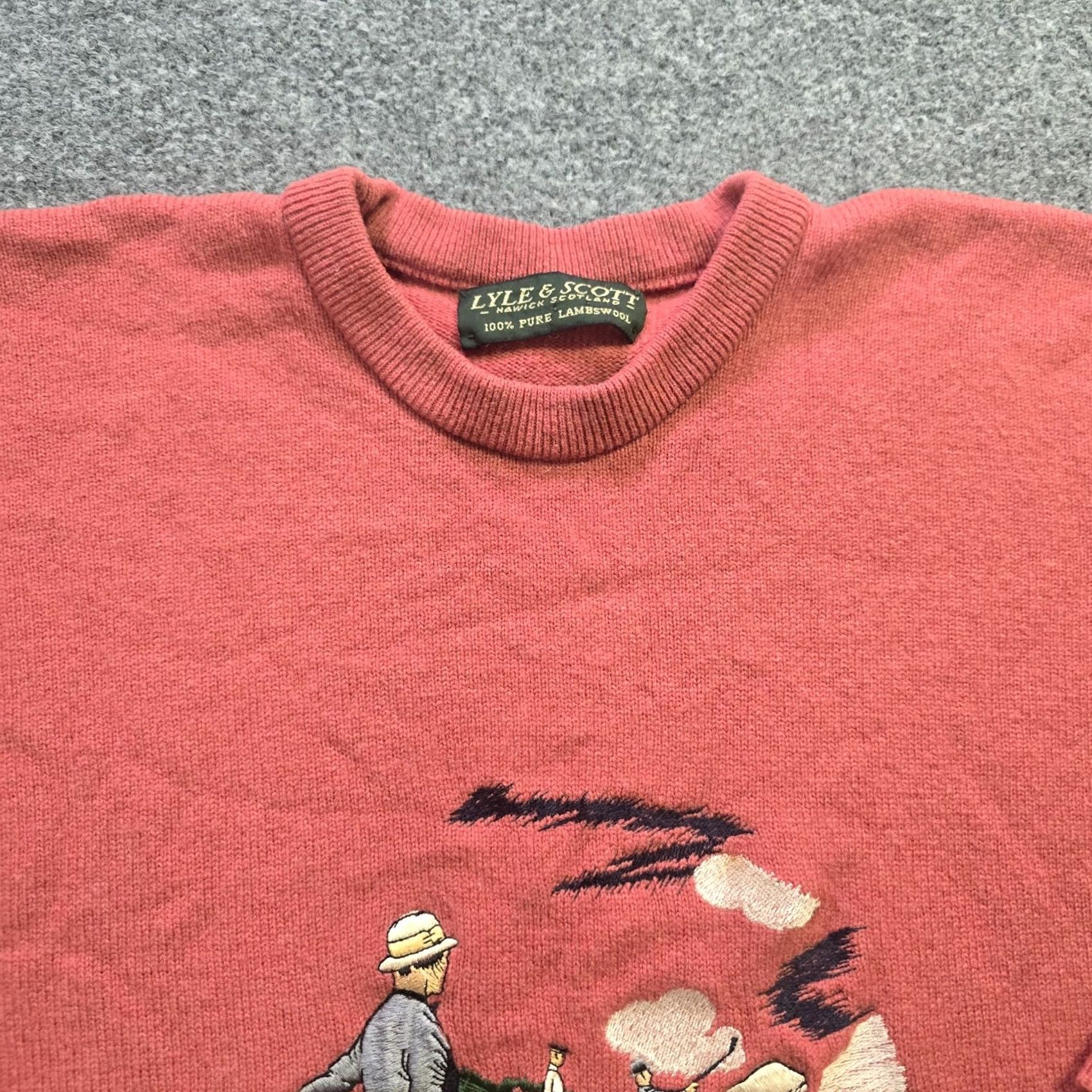 Lyle & Scott Lyle & Scott Sweater Mens Large Orange Golf Embroidered Lambswool Vintage Classic Cardigan Pullover Knit Crew Neck Long Sleeve Regular Size US L / EU 52-54 / 3 - 3 Thumbnail