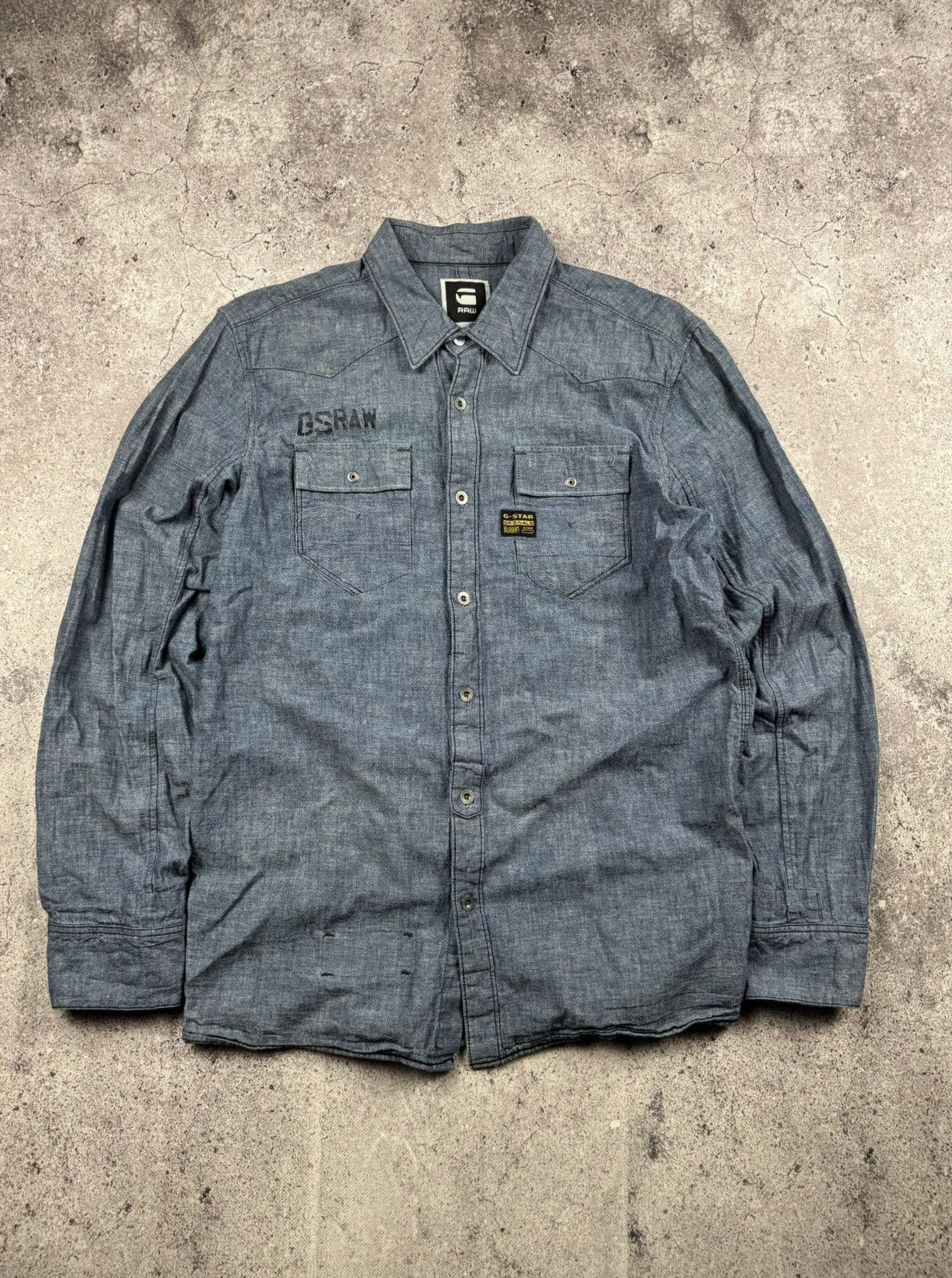 G-Star G STAR RAW DENIM LONG SLEEVE SHIRT Y2K Size US XL / EU 56 / 4 - 1 Thumbnail