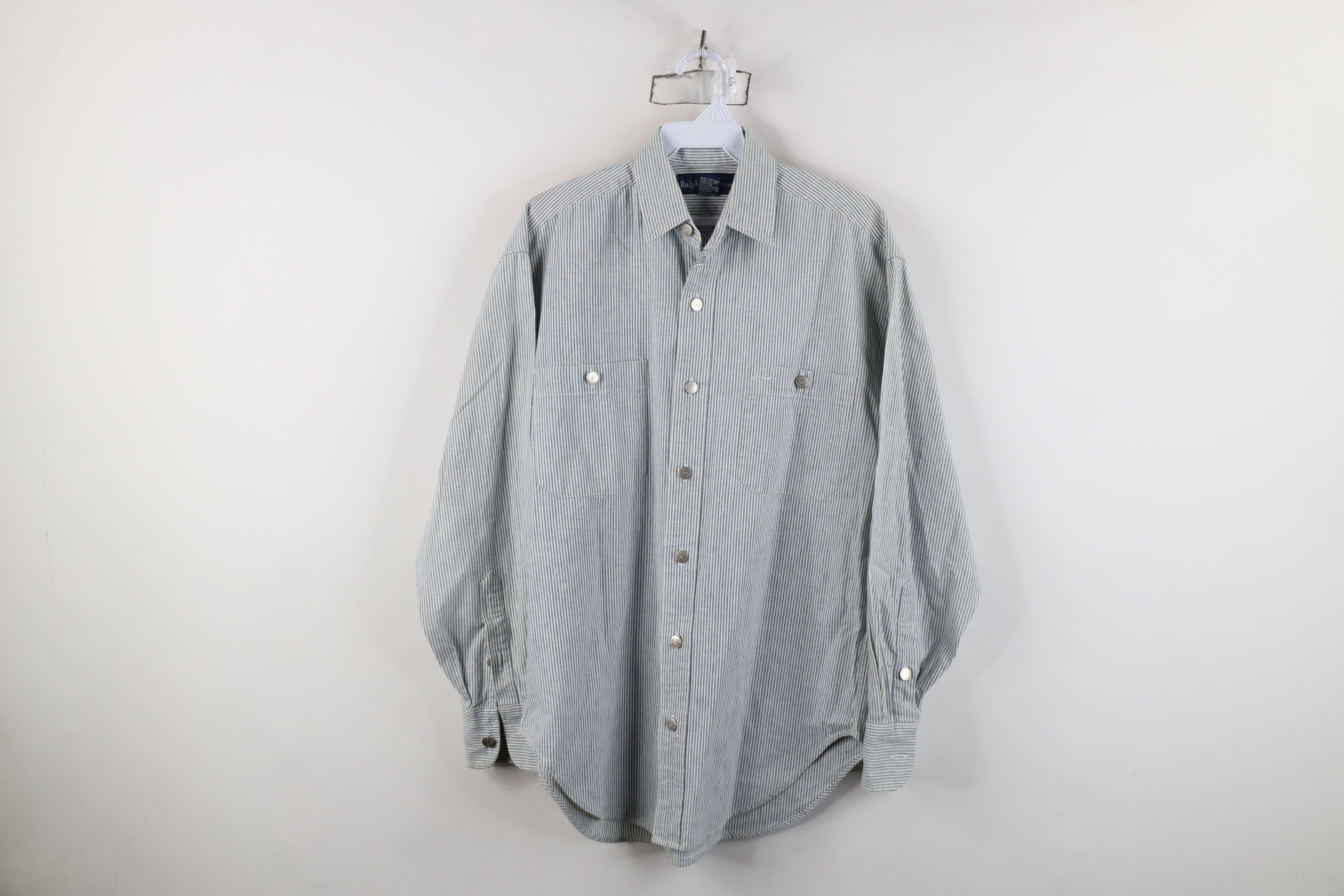 Ralph Lauren Vintage 90s Ralph Lauren Striped Button Shirt Blue Size M / US 6-8 / IT 42-44 - 1 Thumbnail