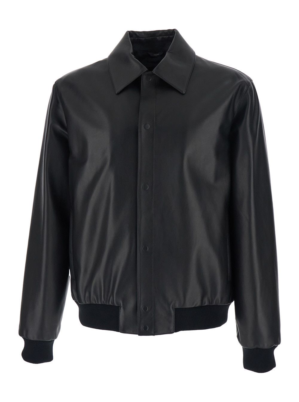 Fendi Black Classic Collar Jacket with Lettering Logo on the Back in Leather for Men Size US L / EU 52-54 / 3 - 1 Thumbnail