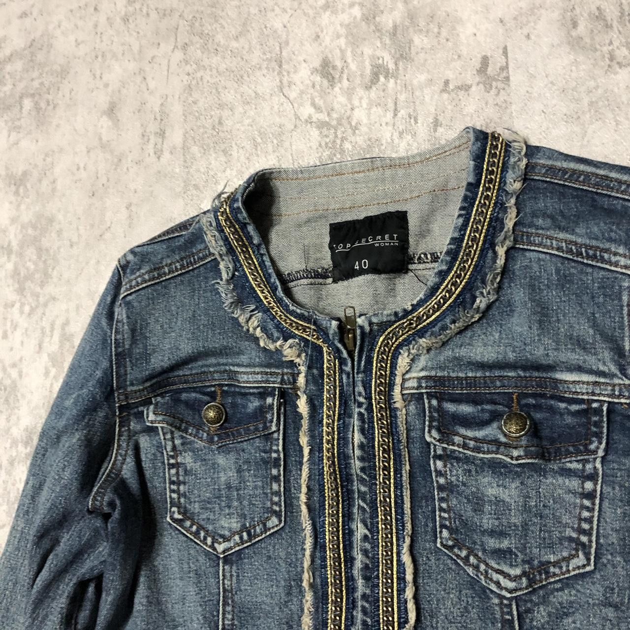 Other Blue denim jacket with gold trim, zipper and button closure Size L / US 10 / IT 46 - 2 Thumbnail